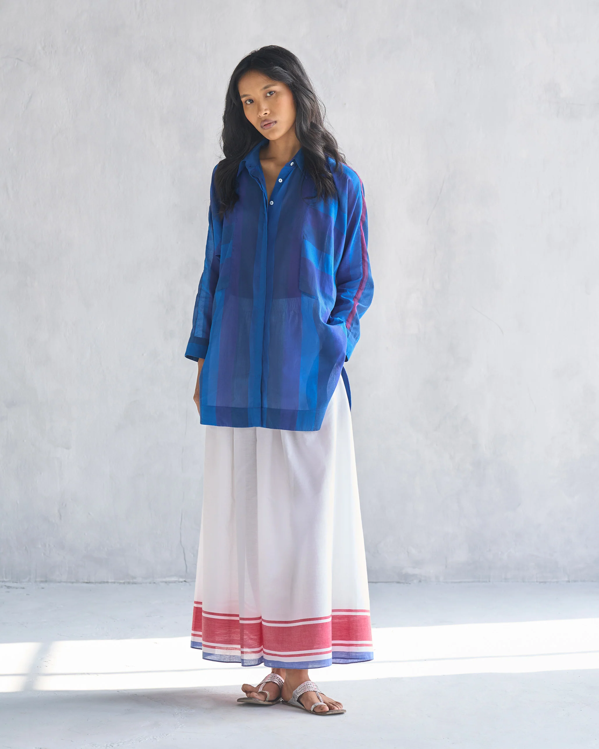 Sugato Panelled Shirt - Navy & Blue - Image 6