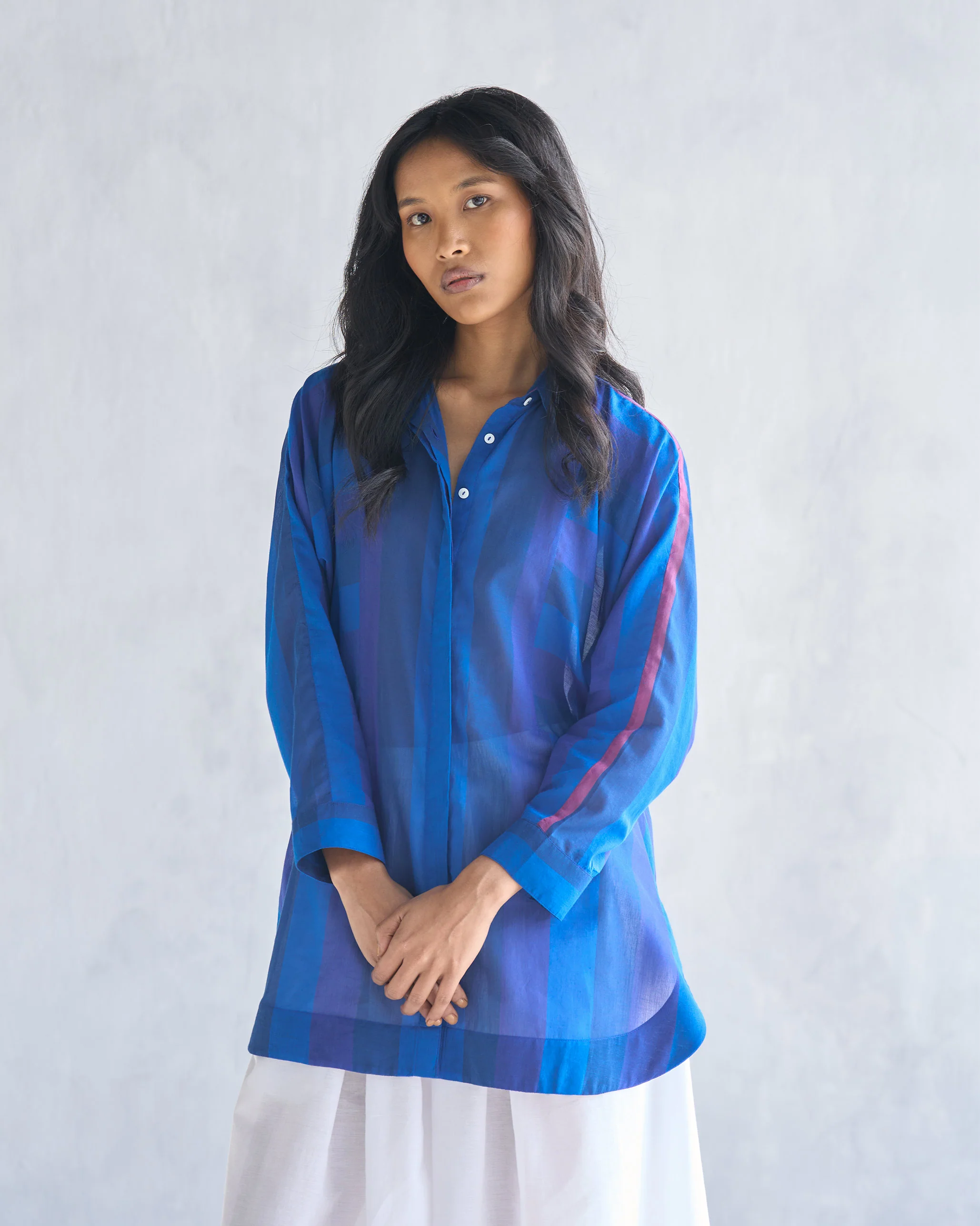 Sugato Panelled Shirt - Navy & Blue - Image 7
