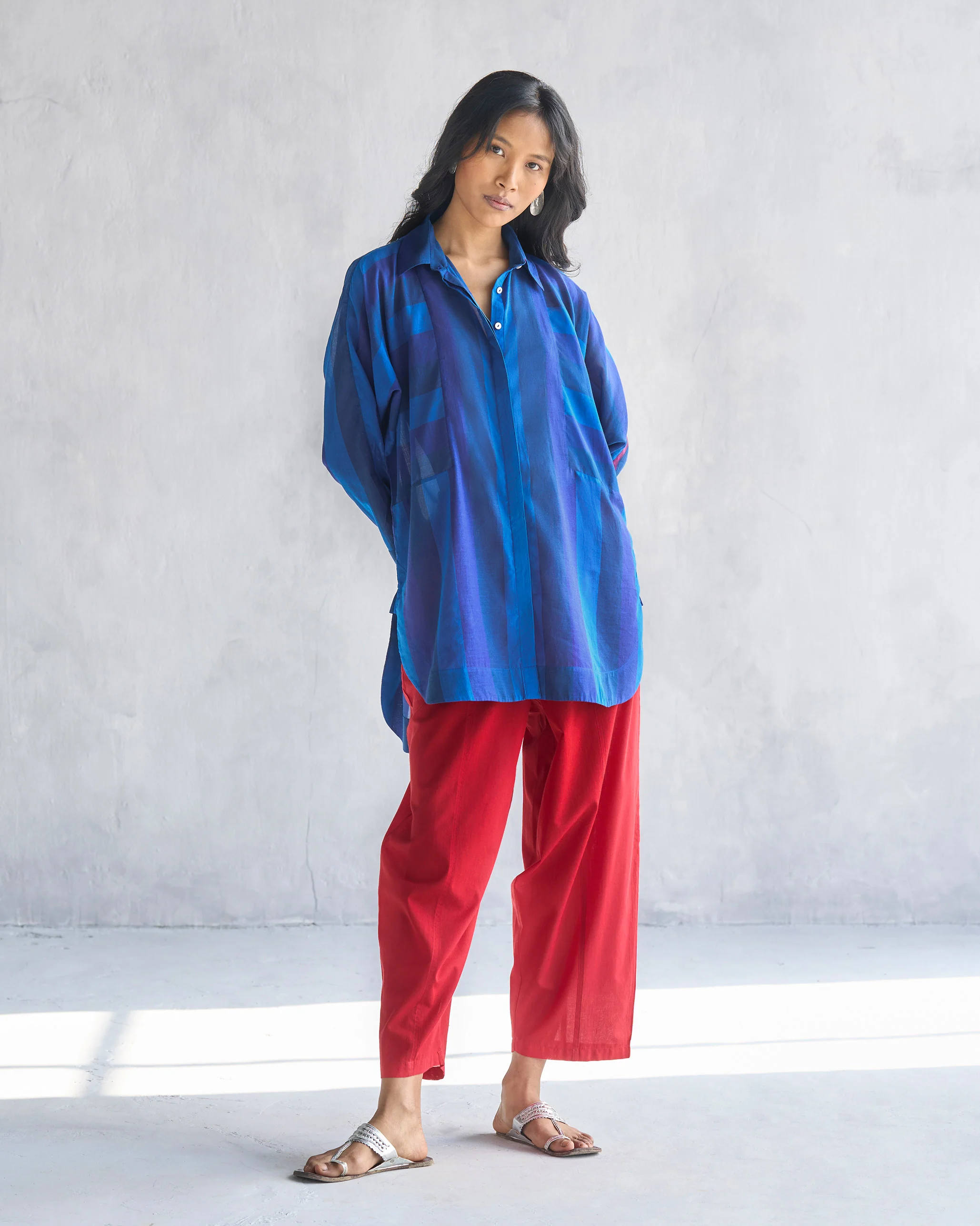 Sugato Panelled Shirt - Navy & Blue - Image 8