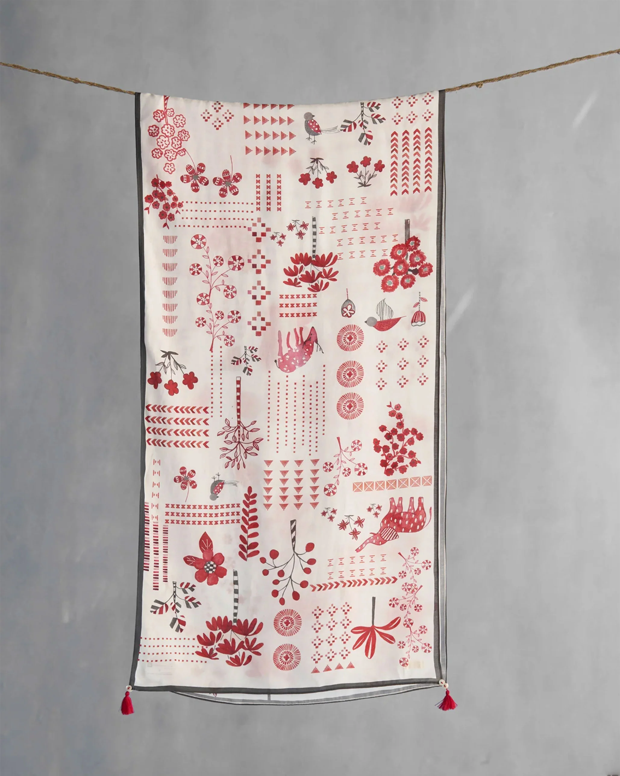 Sugato Scarf - Red & White - Image 3