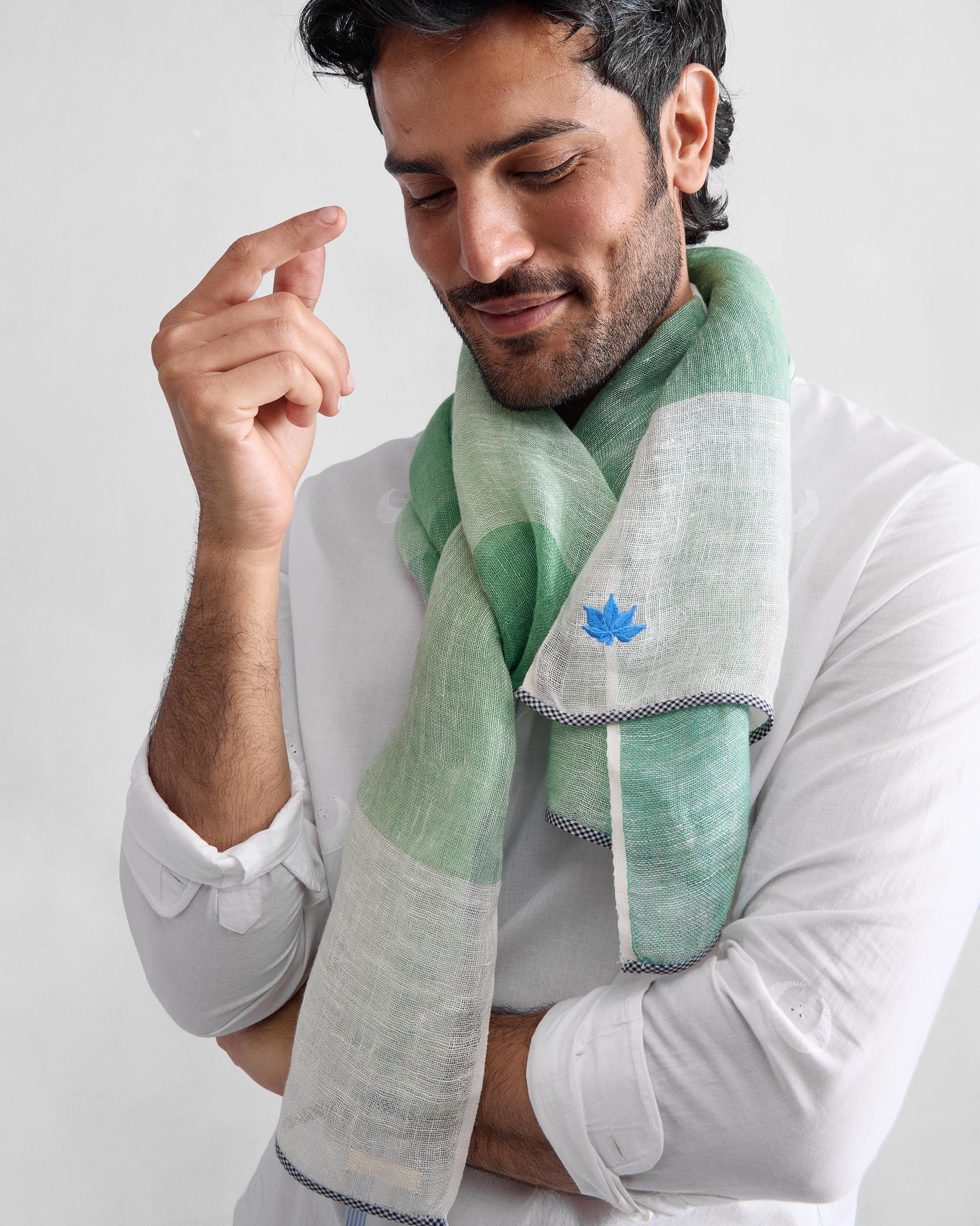 Summer Field Scarf - Green & White - Image 4