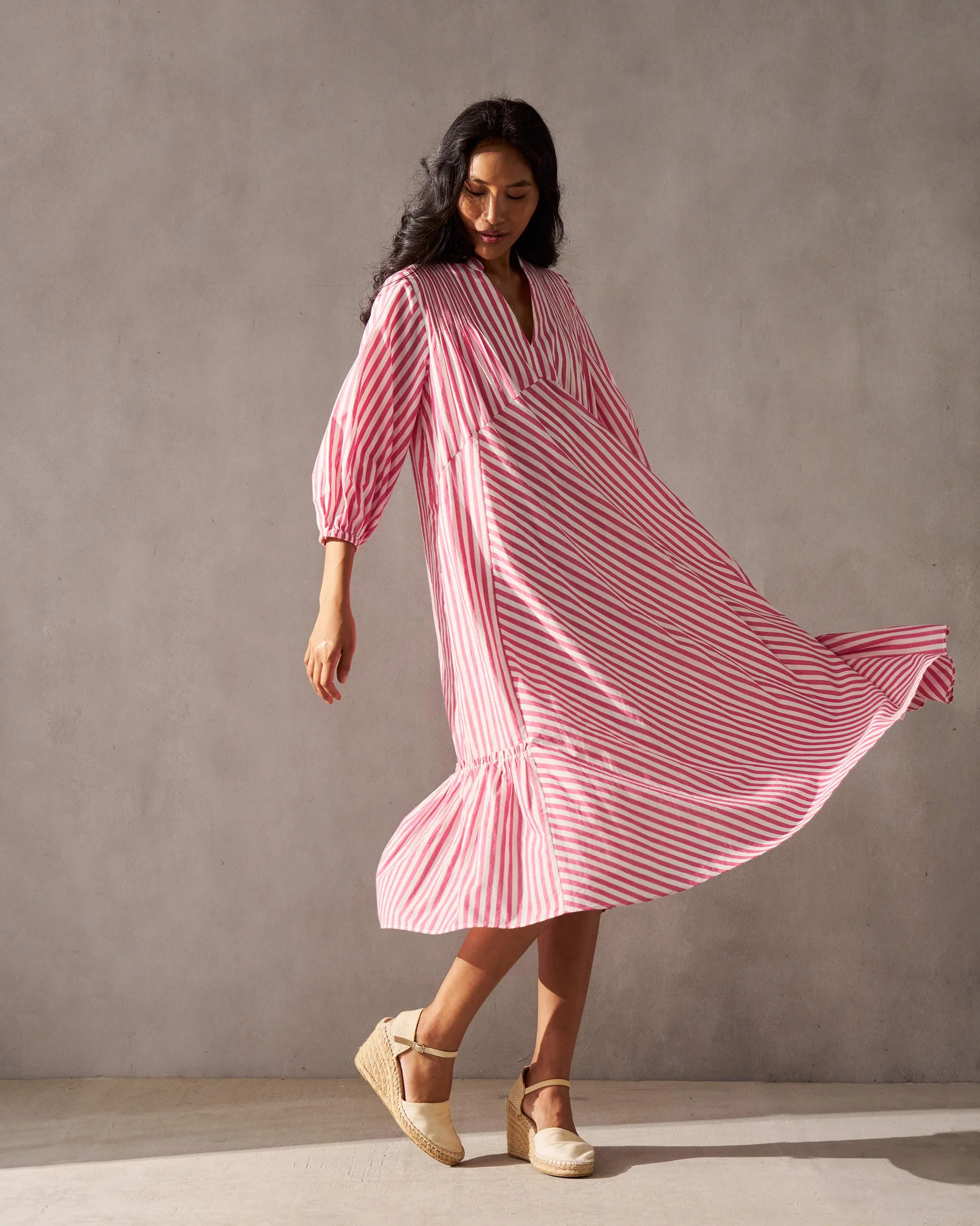 Summer Tea Dress - Fuchsia & Ivory - Image 4