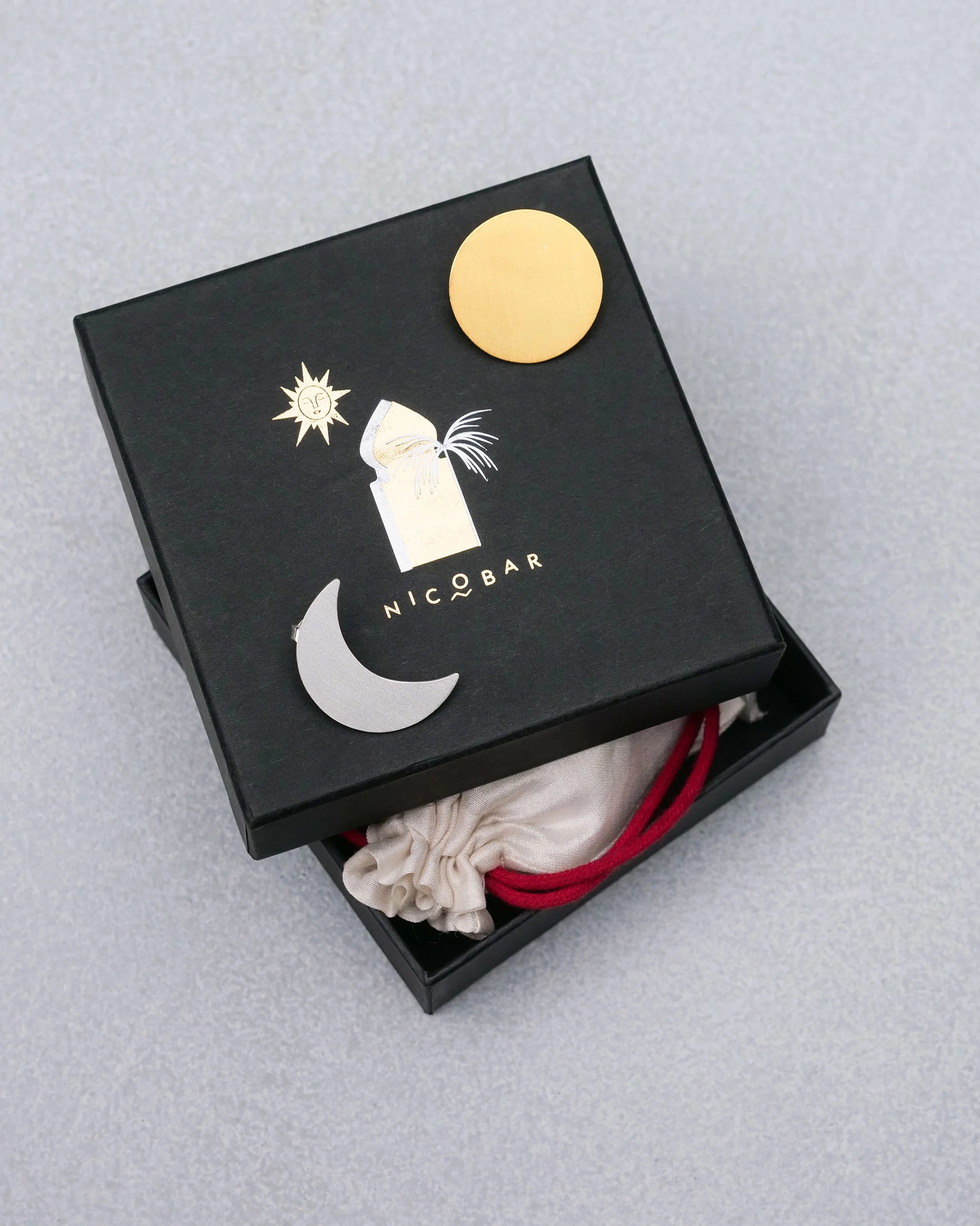 Sun Moon Earrings - Gold & Silver - Image 2