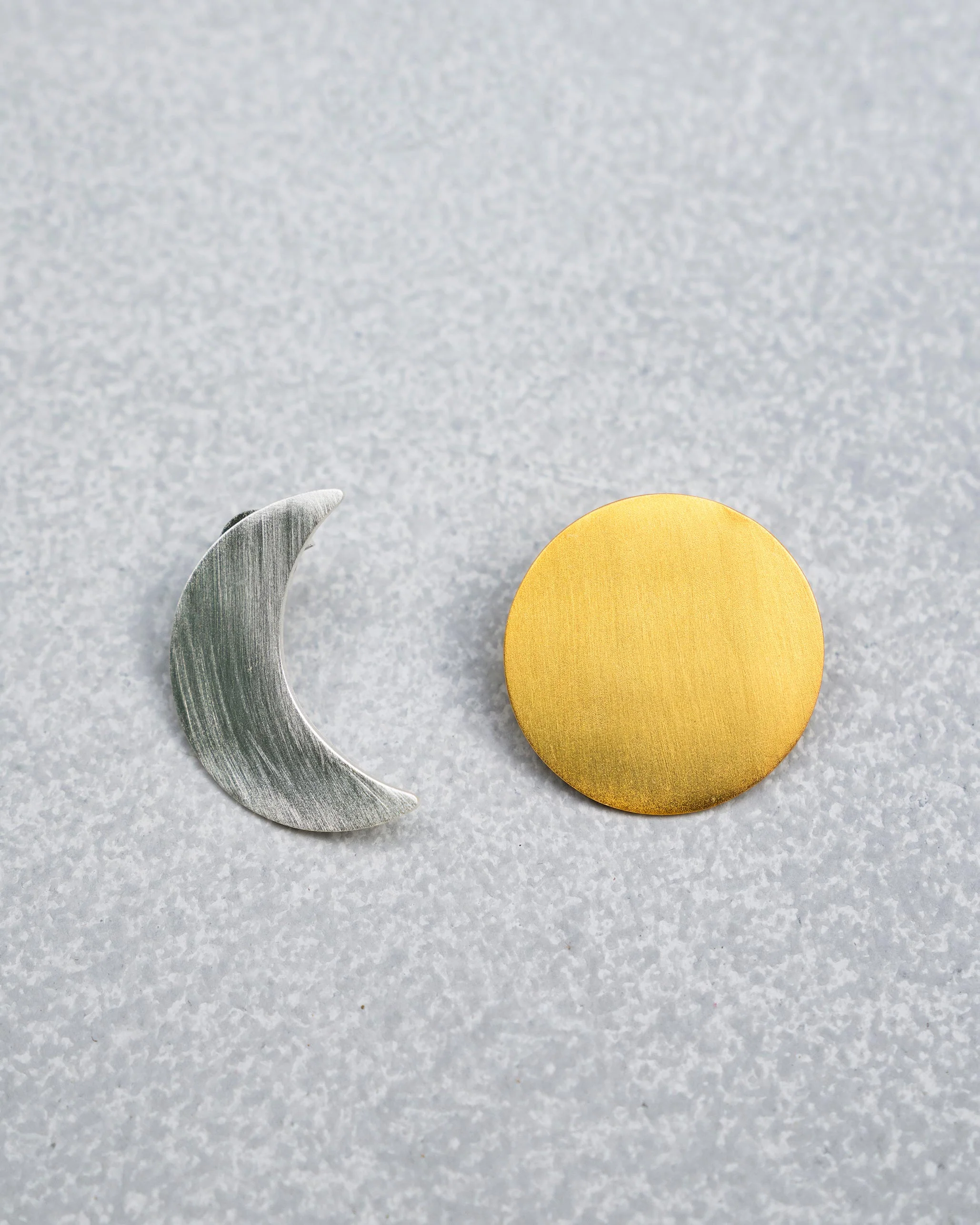 Sun Moon Earrings - Gold & Silver - Image 3