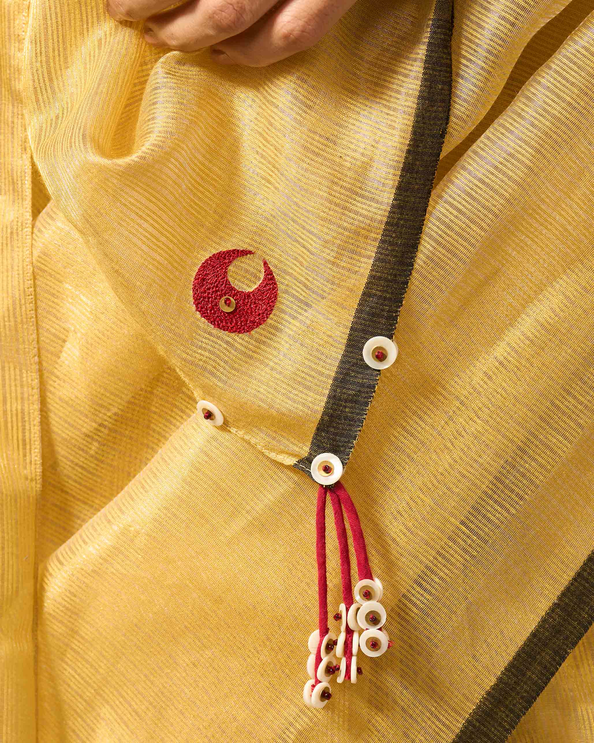Sunshine Stripe Sari - Yellow & Gold - Image 3
