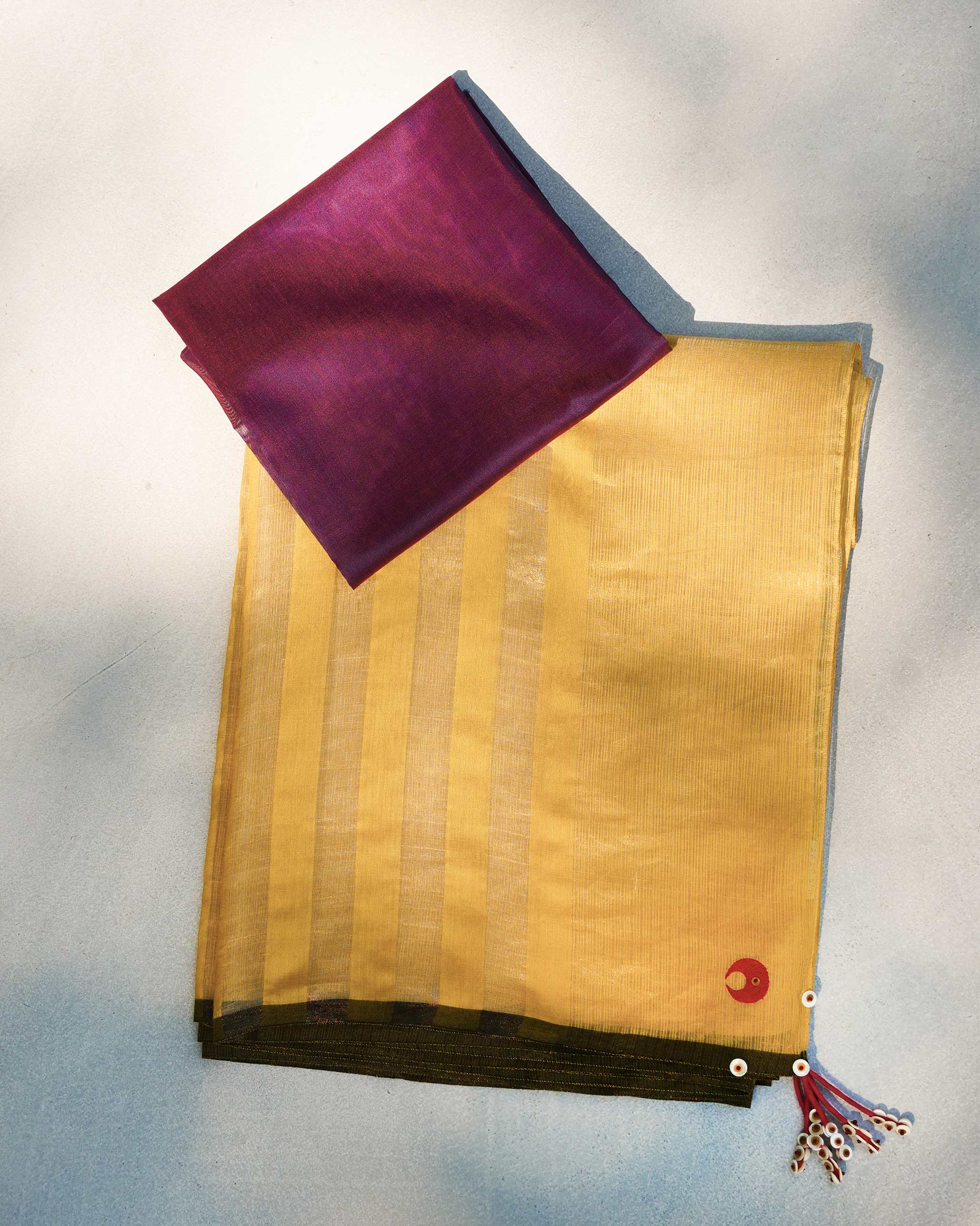 Sunshine Stripe Sari - Yellow & Gold - Image 5