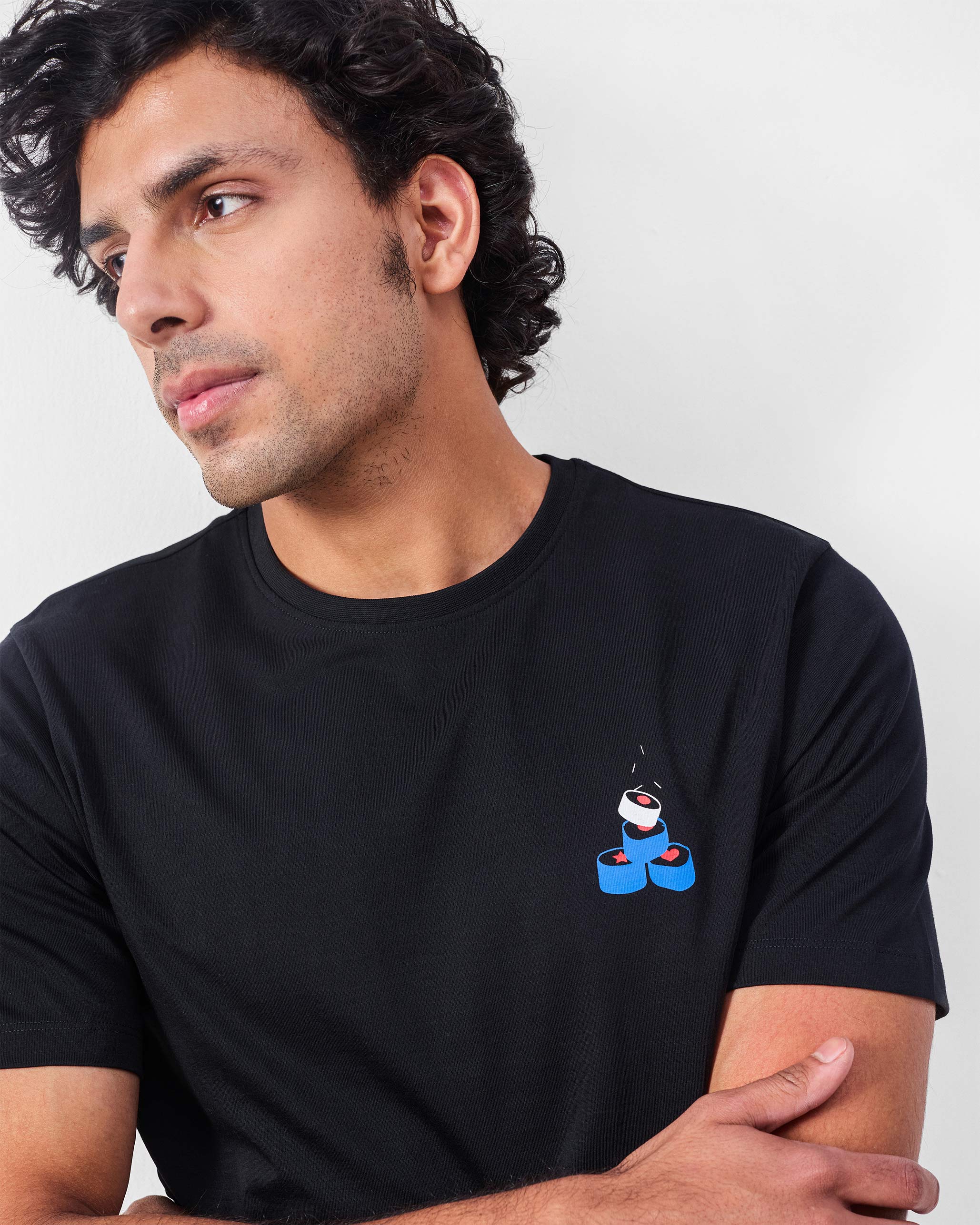 Sushi Mushi T-shirt - Black & Navy Print - Image 2