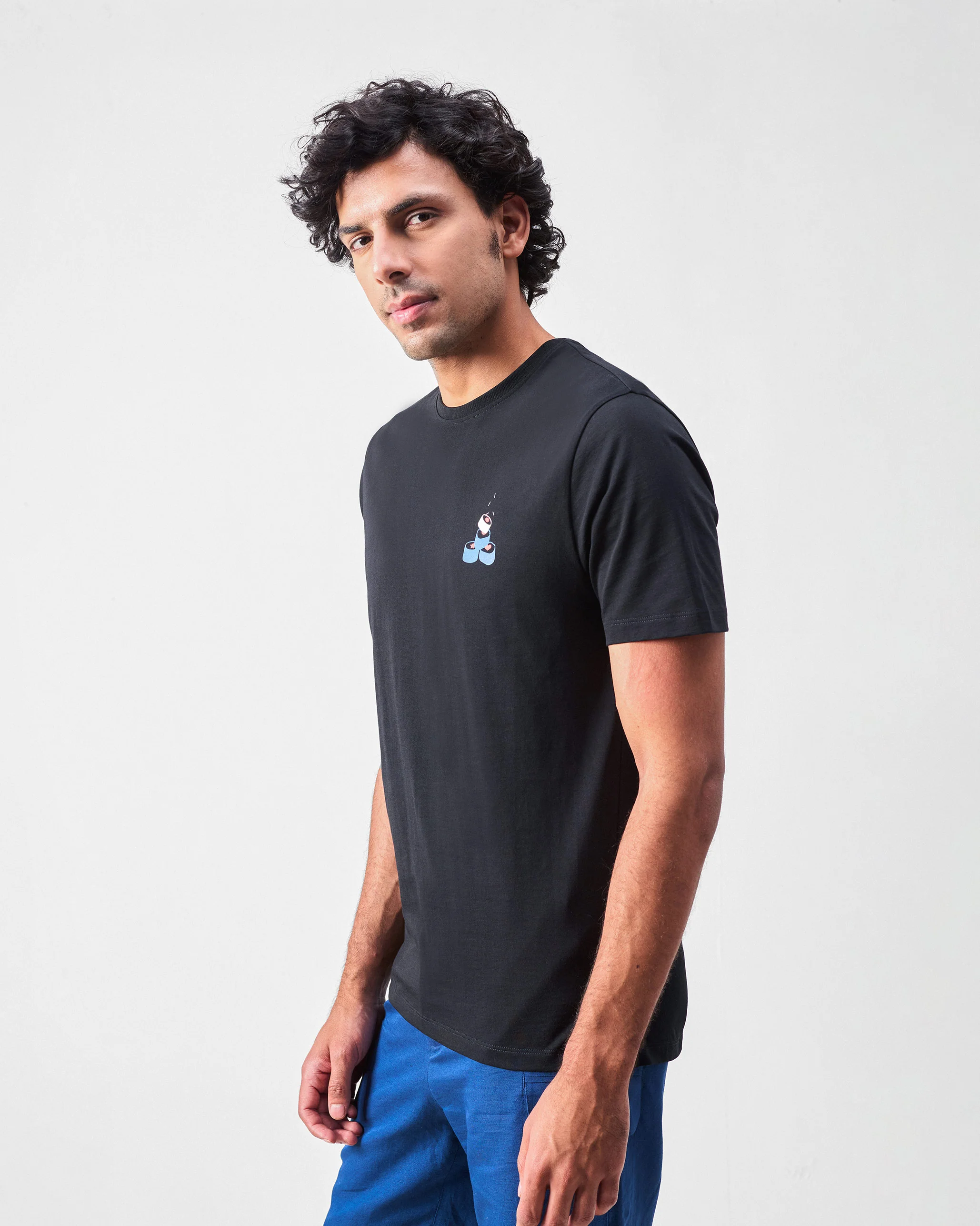 Sushi Mushi T-shirt - Black & Navy Print - Image 3