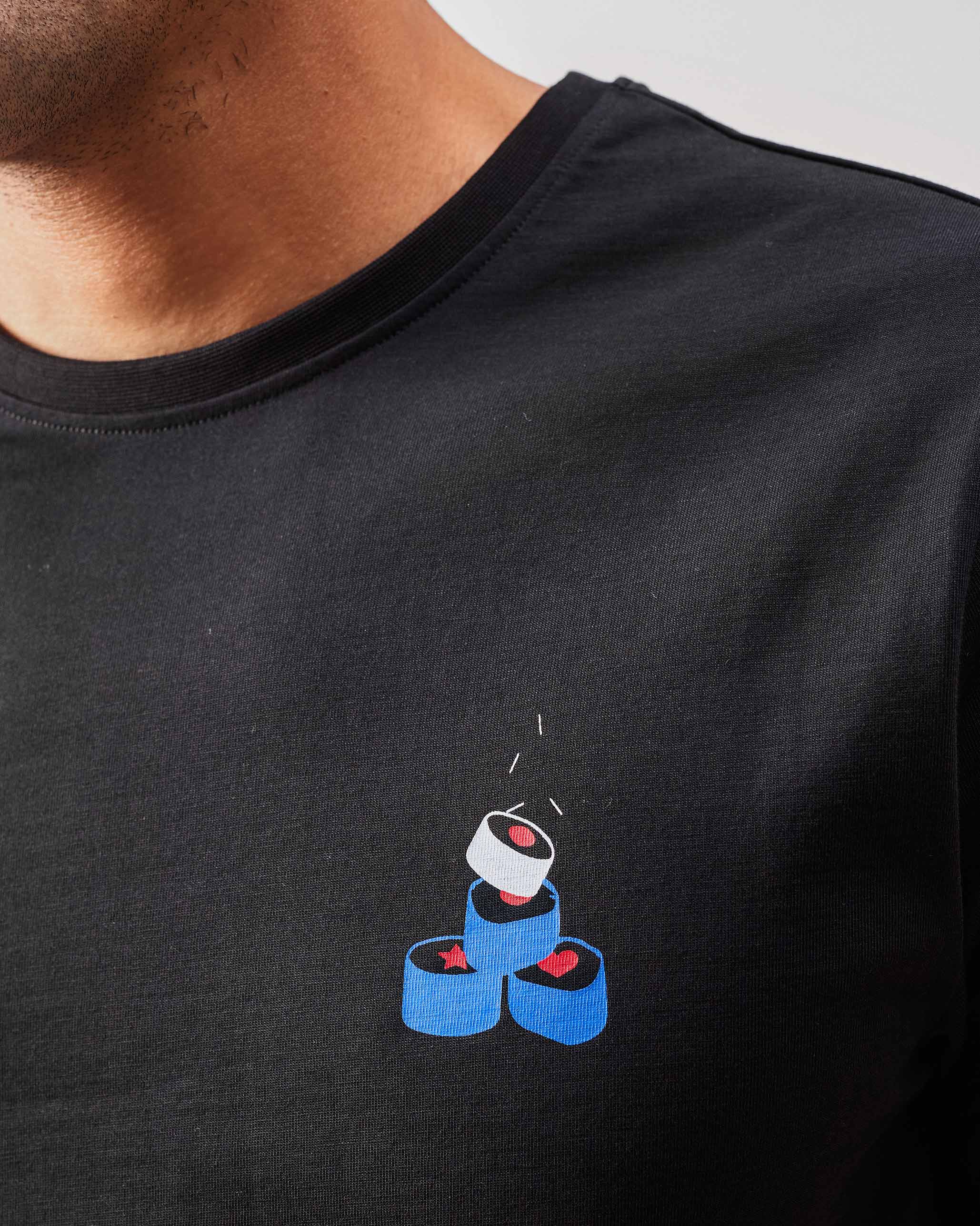 Sushi Mushi T-shirt - Black & Navy Print - Image 7