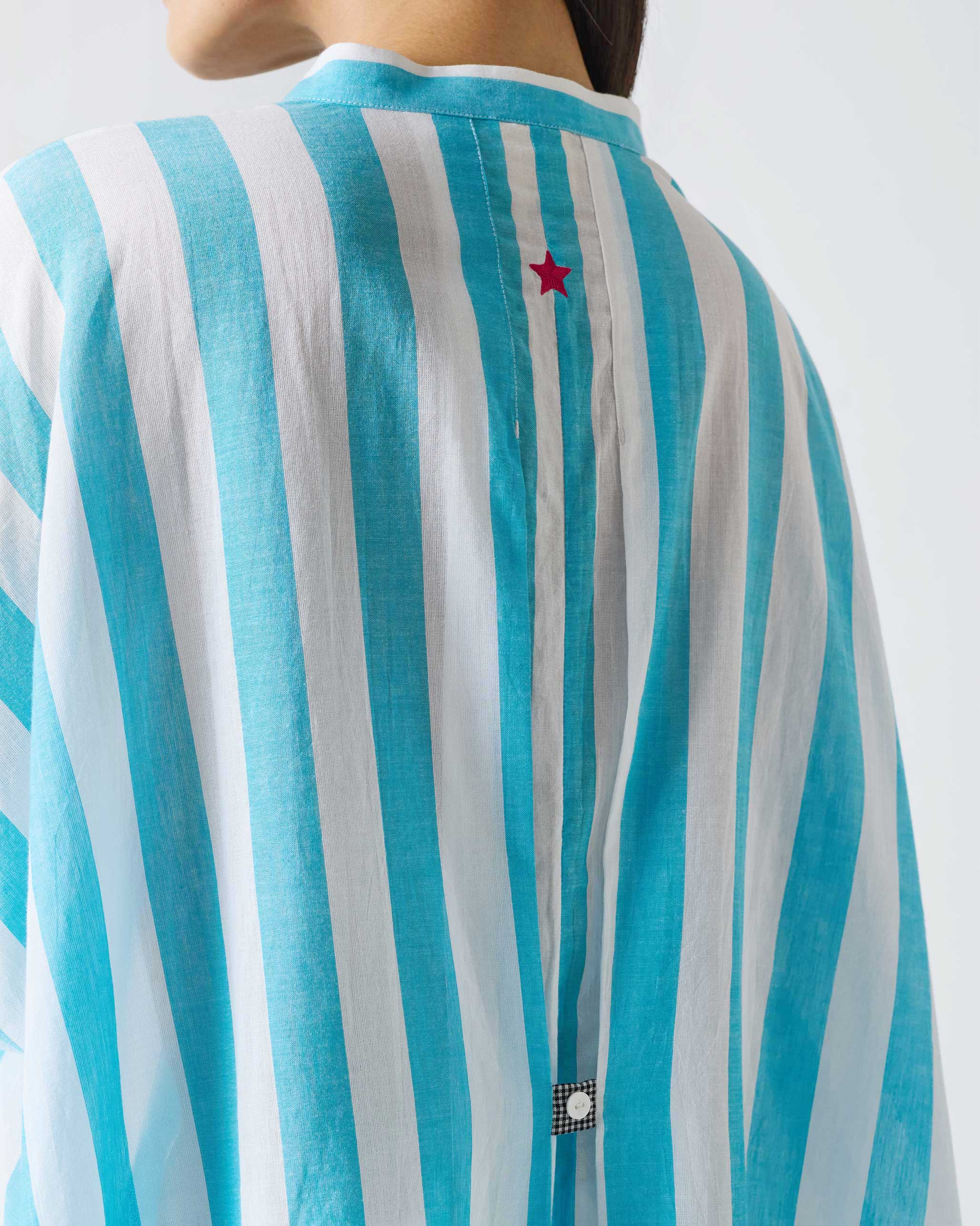 Tab Top - Aqua & White Stripes - Image 5