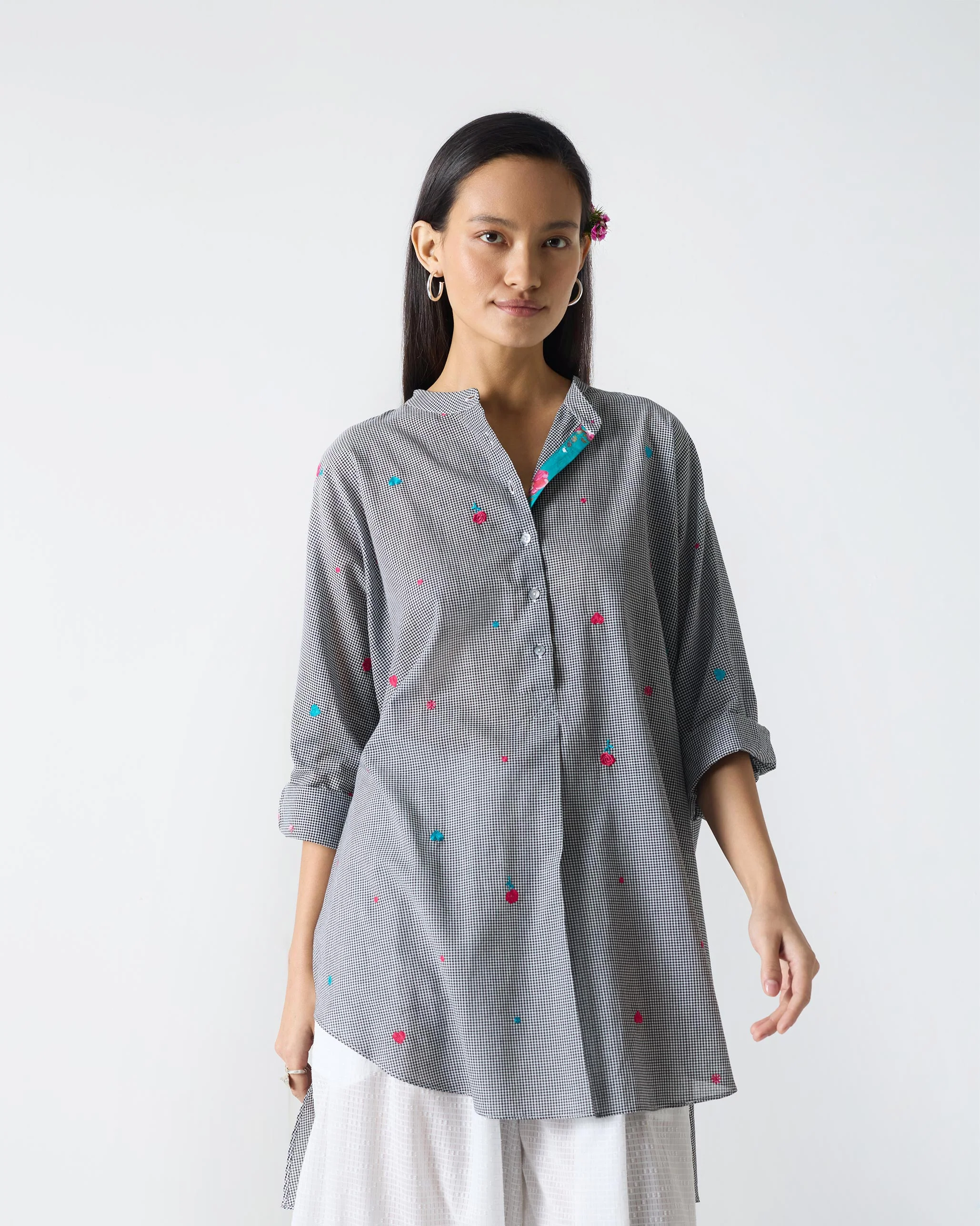 Tab Top - Black & White Embroidery - Image 2