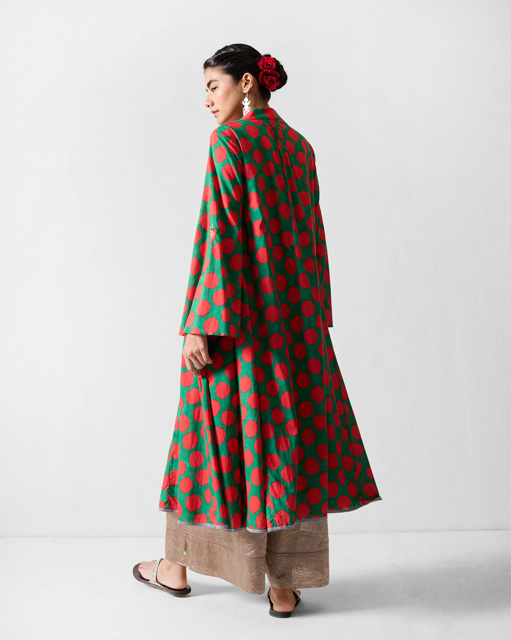 Talas Kurta - Red & Green Printed - Image 2