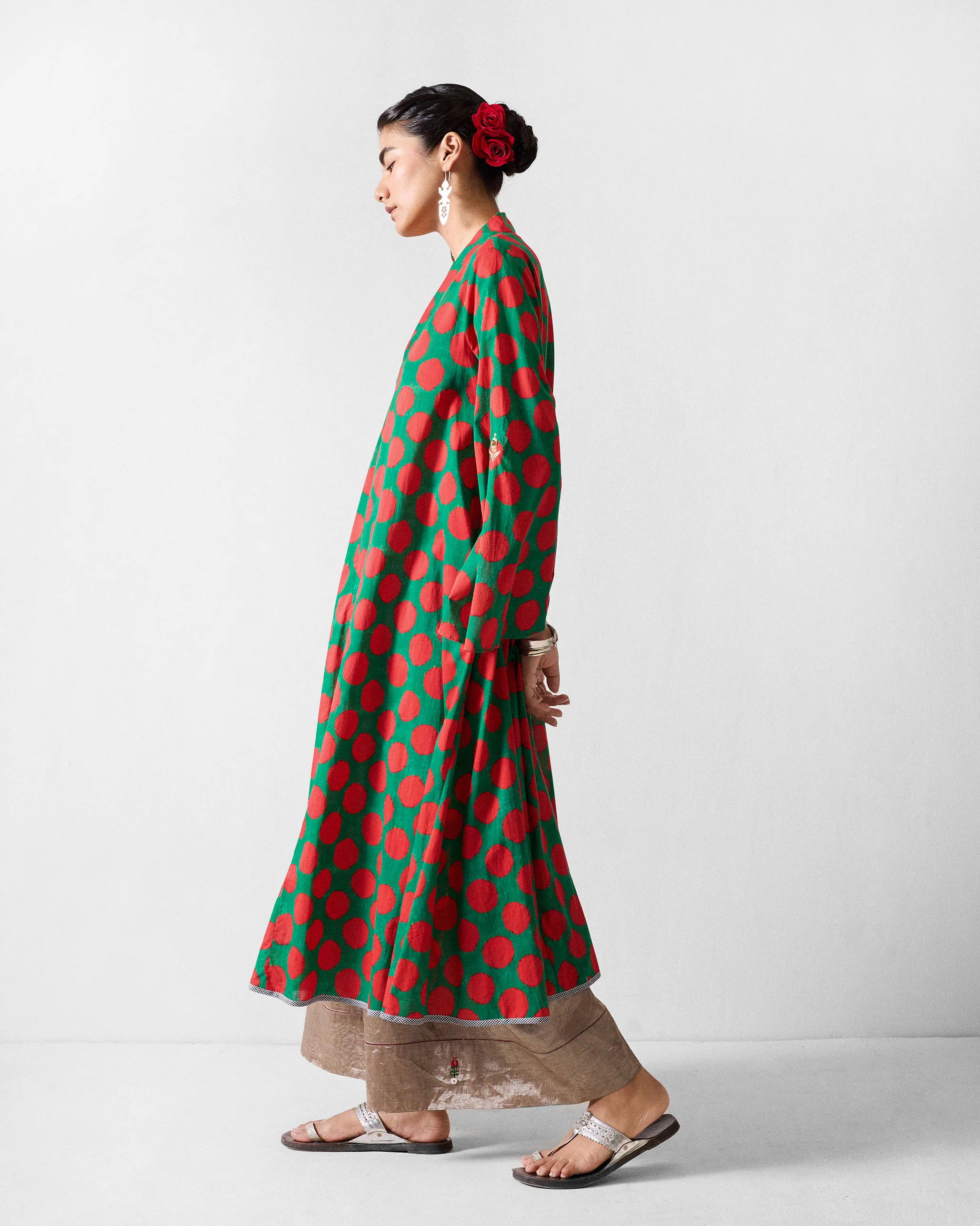 Talas Kurta - Red & Green Printed - Image 3