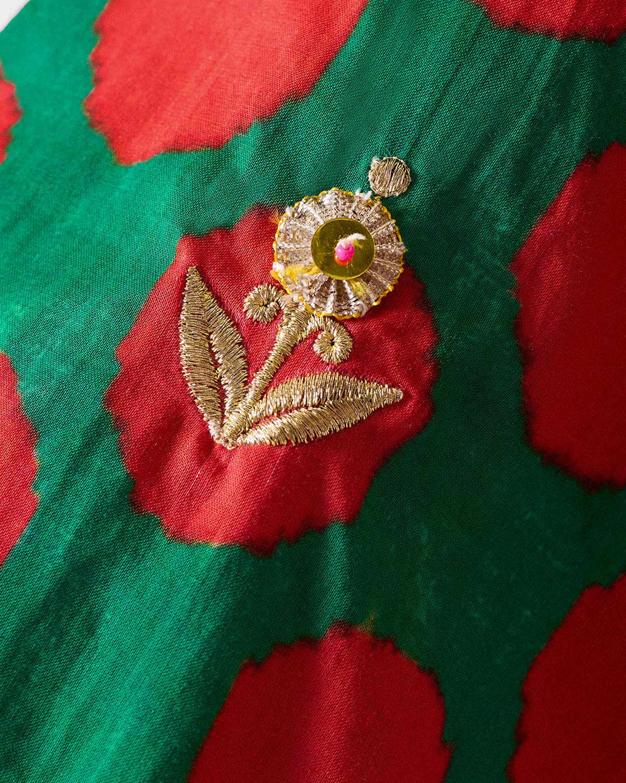 Talas Kurta - Red & Green Printed - Image 5