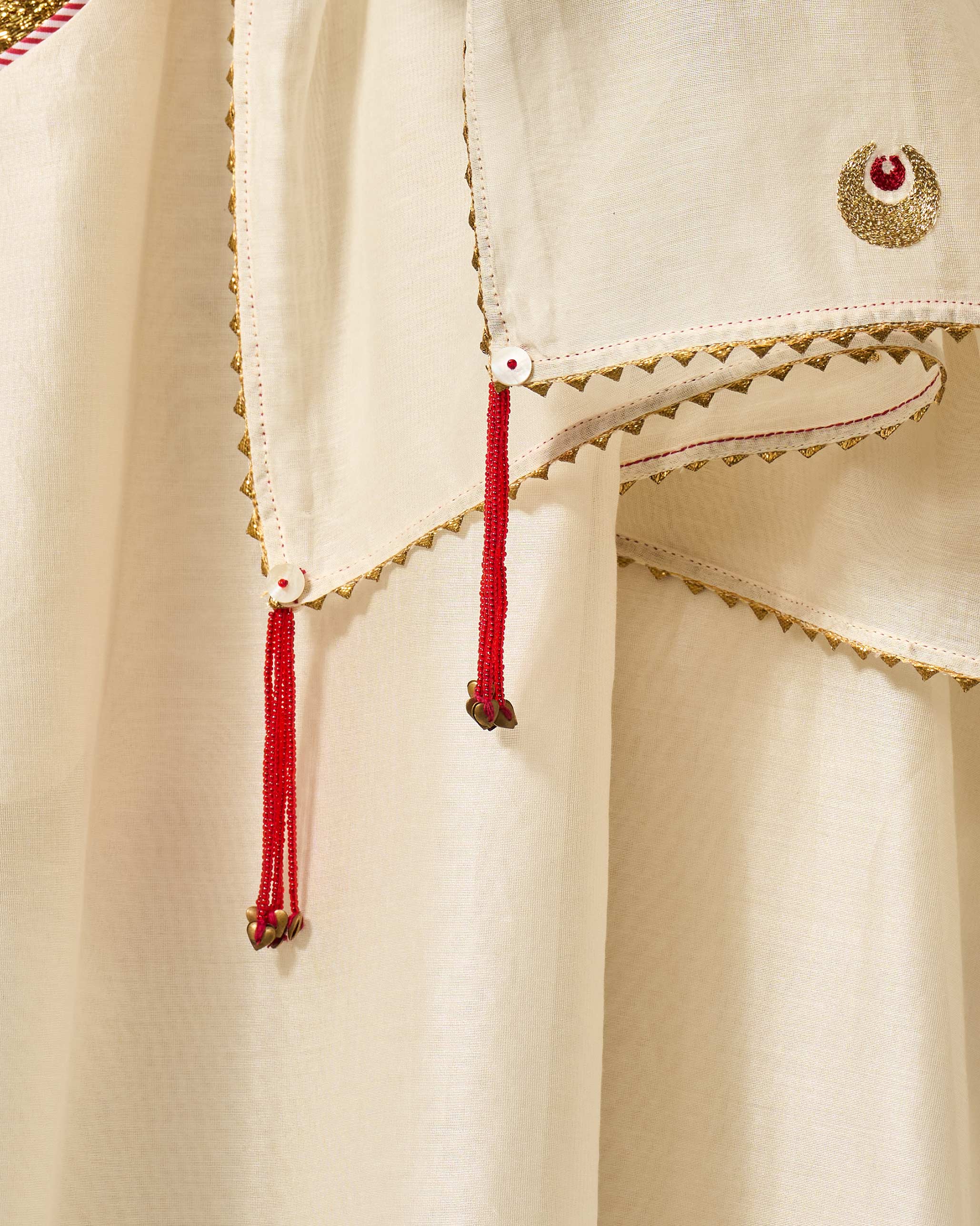 Tangier Dupatta - Ivory & Gold Embroidered - Image 2