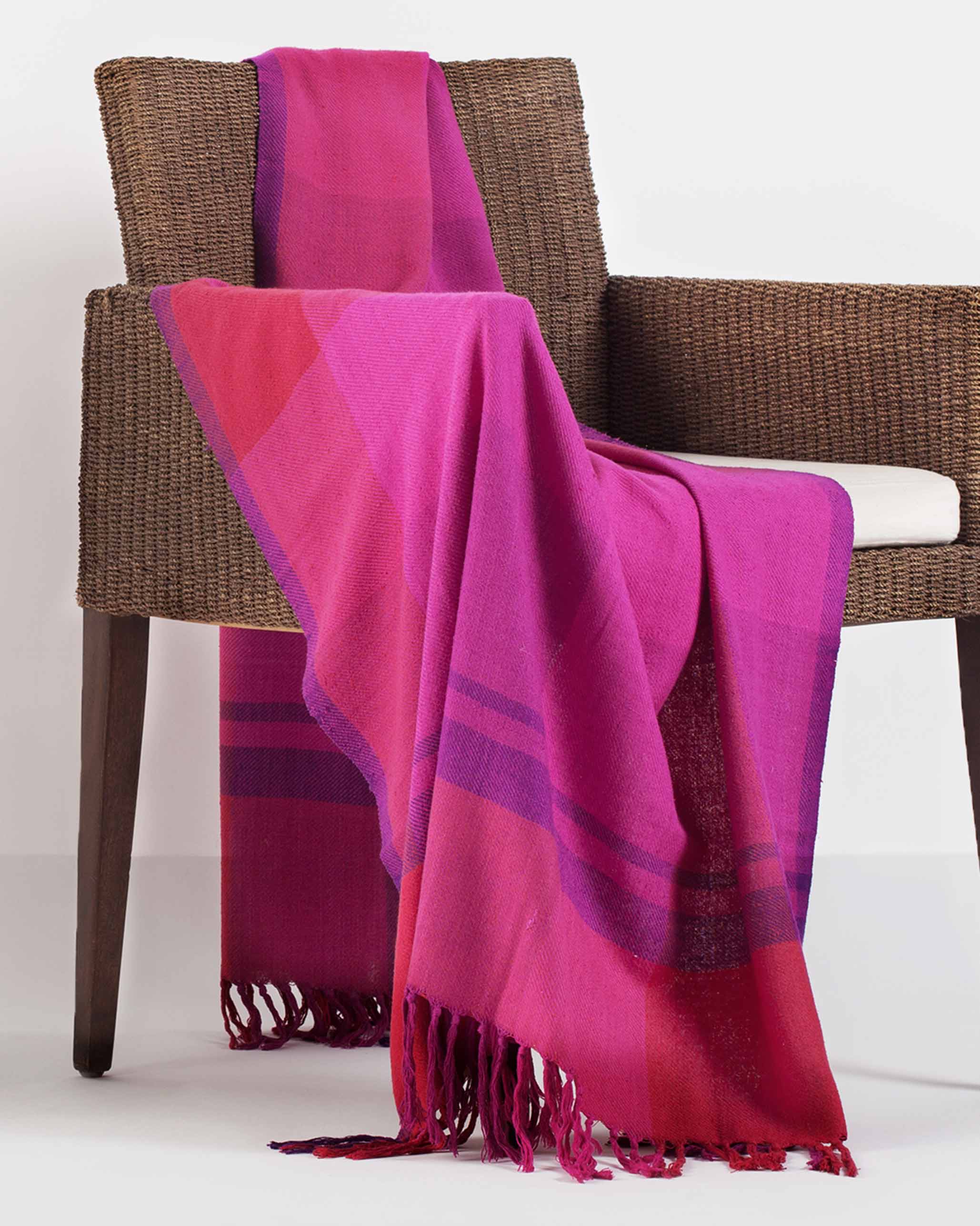 Tangier Handloom Throw - Fuchsia - Image 2