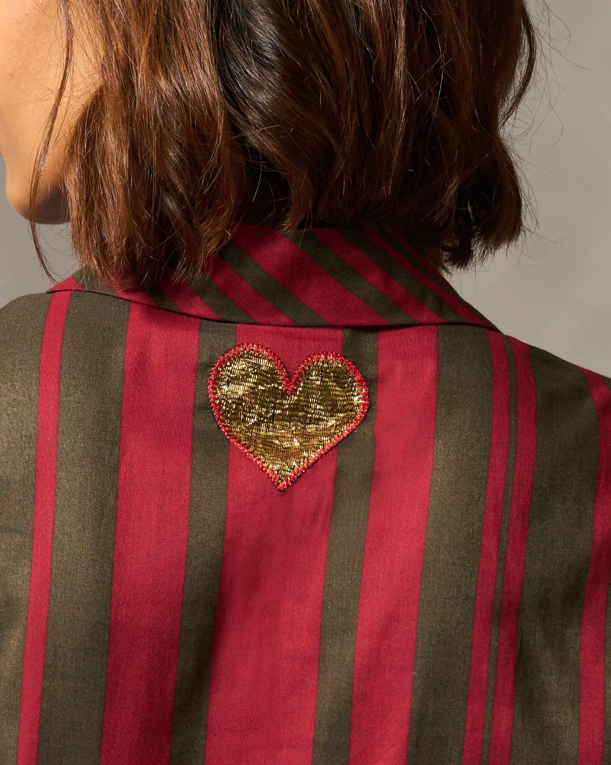 Tangier Shirt Dress - Red & Oak Brown Print - Image 2