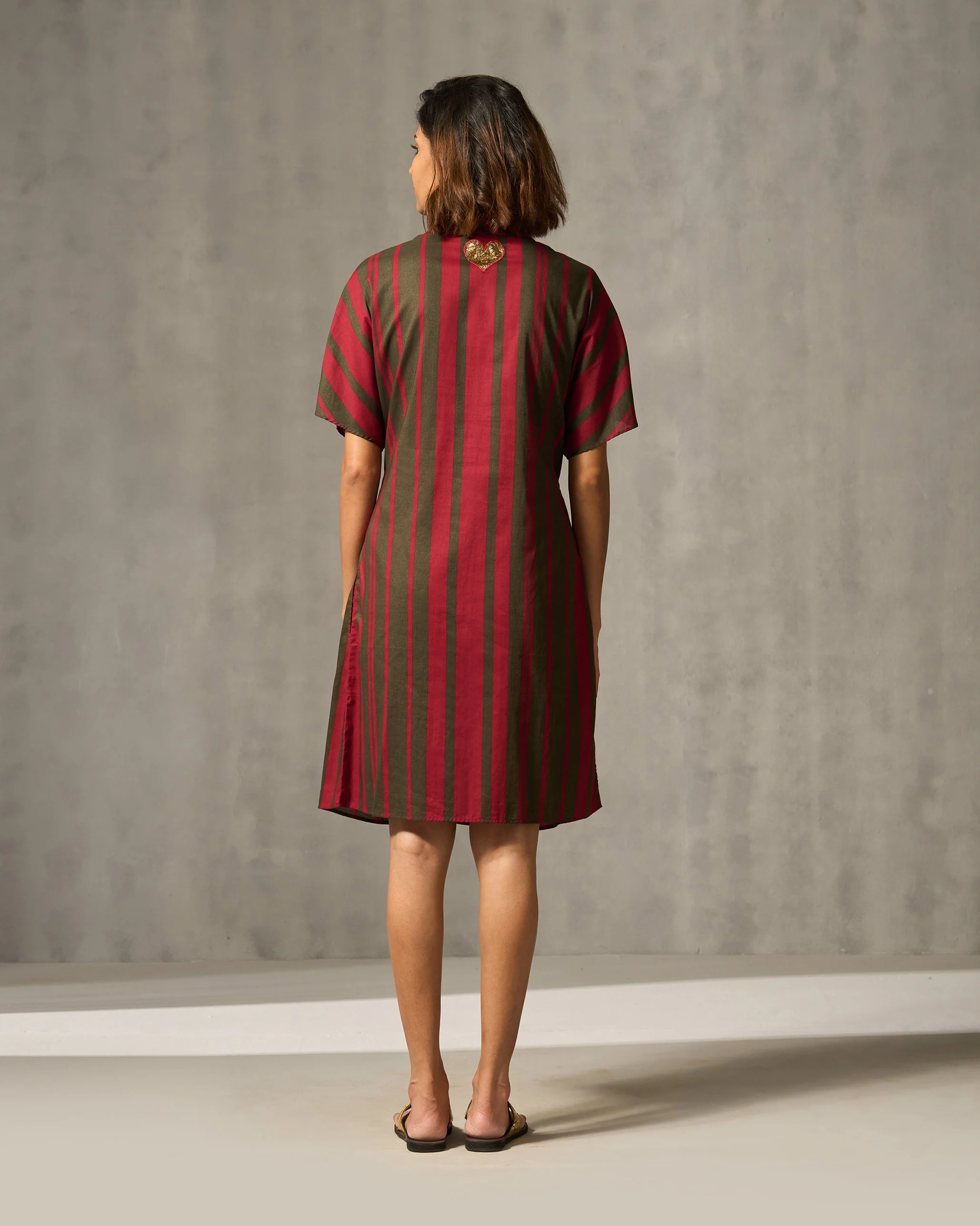 Tangier Shirt Dress - Red & Oak Brown Print - Image 5