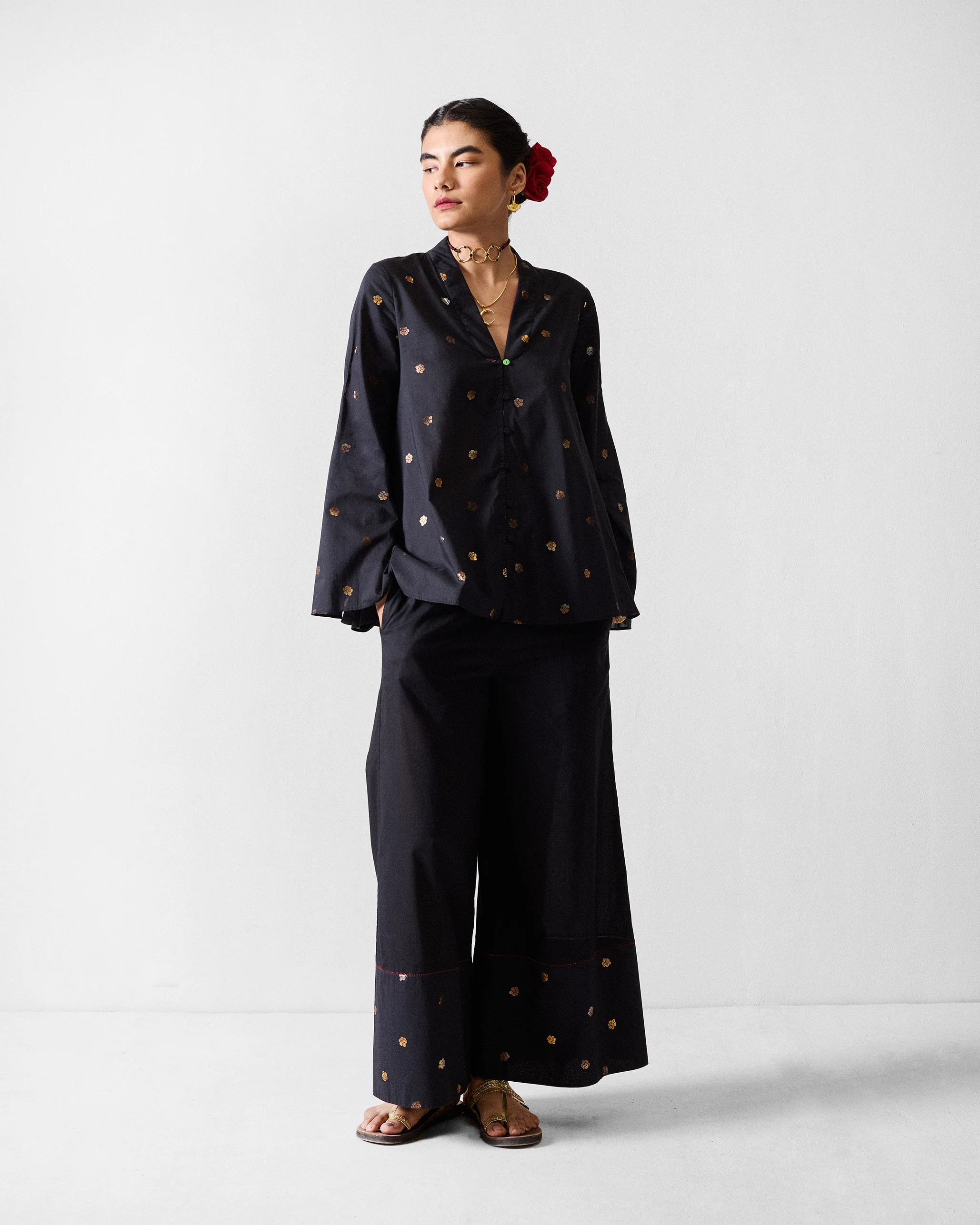 Tangier Top - Black & Gold Printed - Image 7
