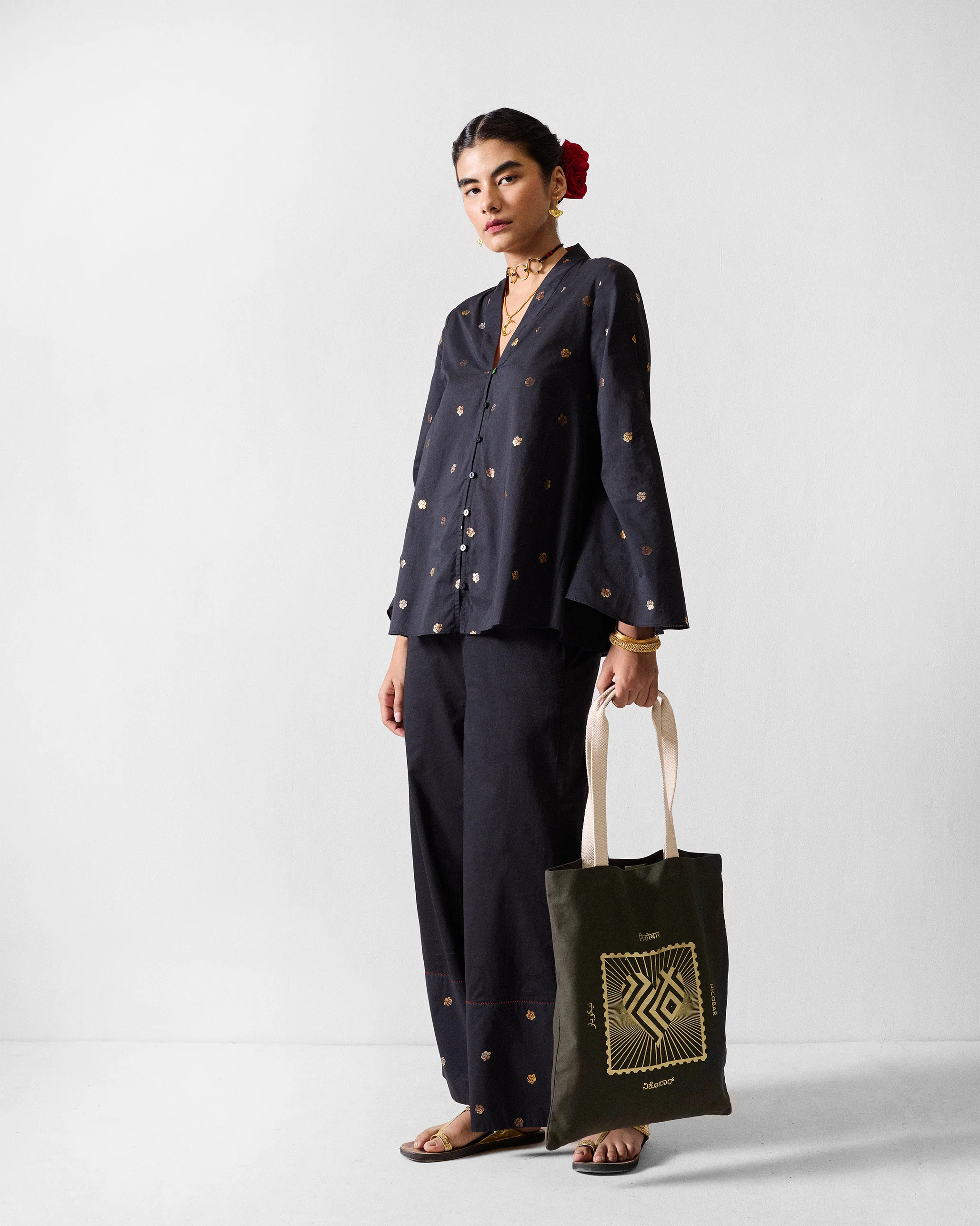 Tangier Top - Black & Gold Printed - Image 8