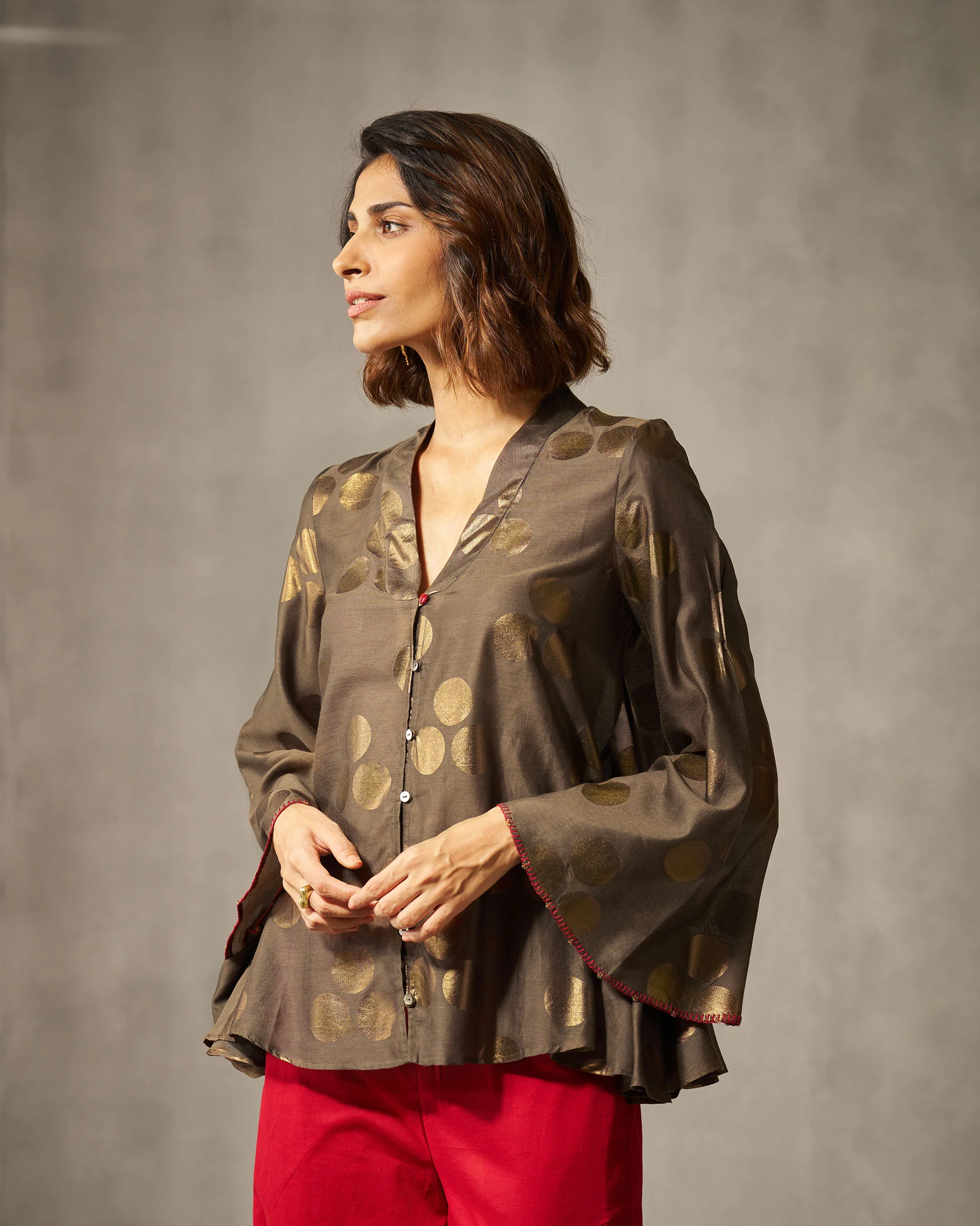 Tangier Top - Oak Brown Foil Print - Image 3