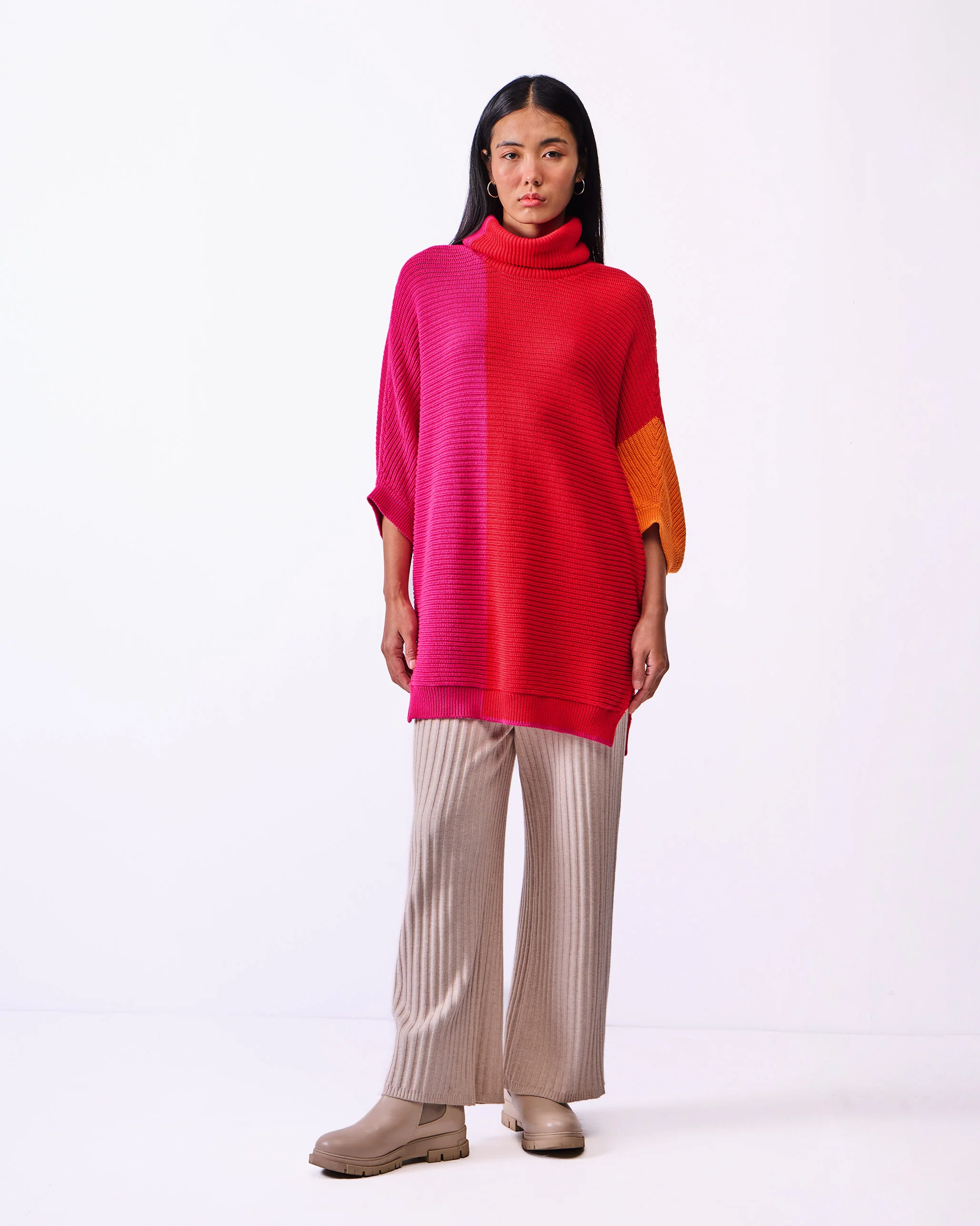 Tao Turtle Neck Sweater - Bright Red & Orange - Image 2
