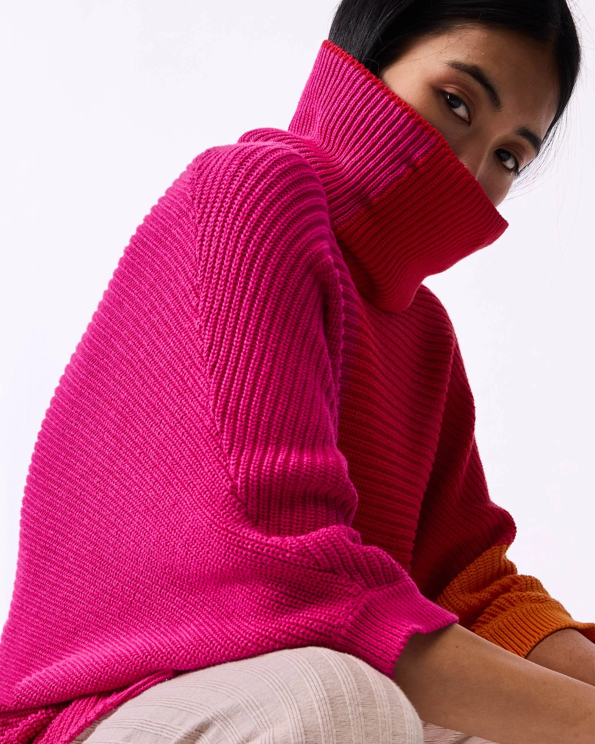 Tao Turtle Neck Sweater - Bright Red & Orange - Image 4