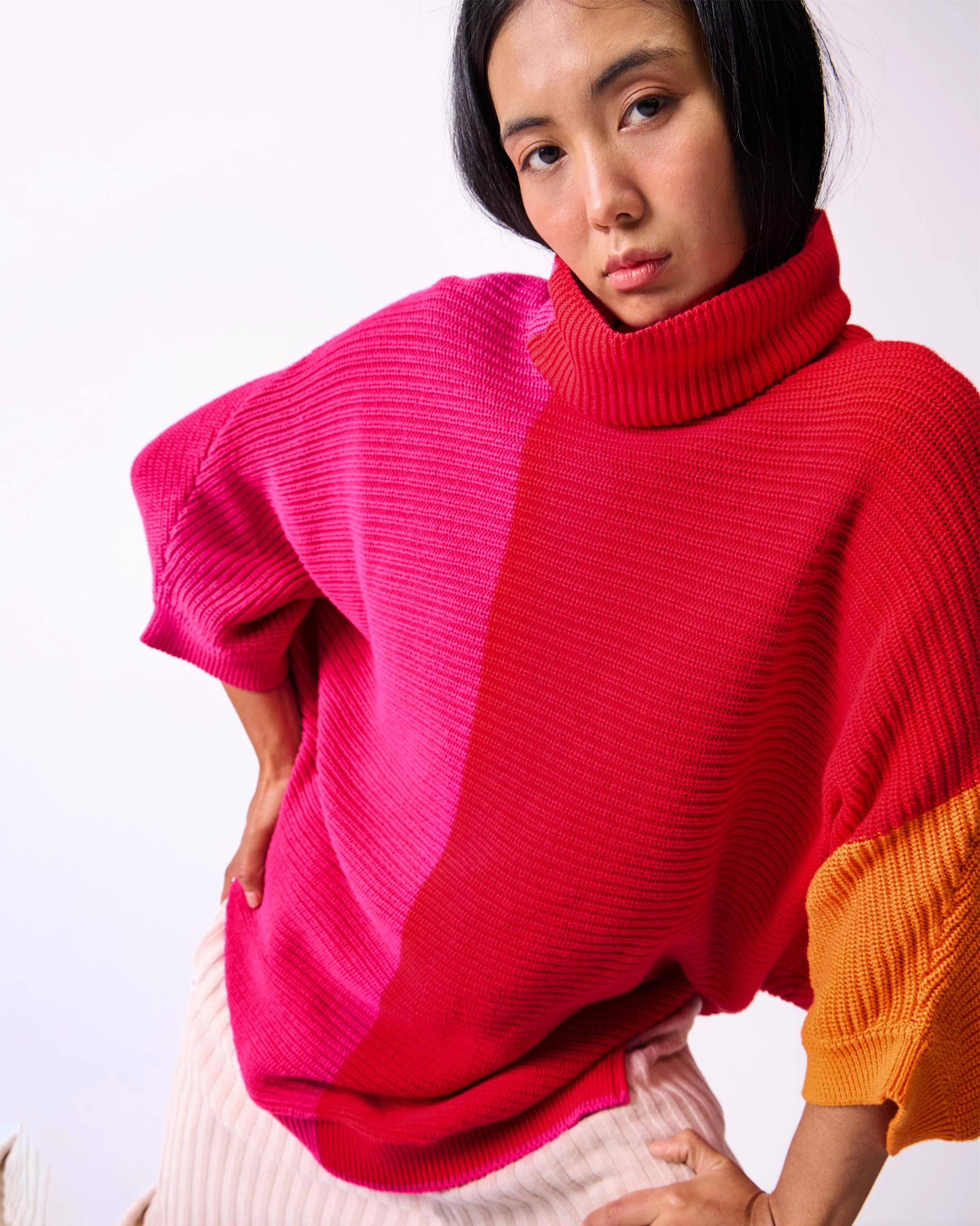 Tao Turtle Neck Sweater - Bright Red & Orange - Image 5