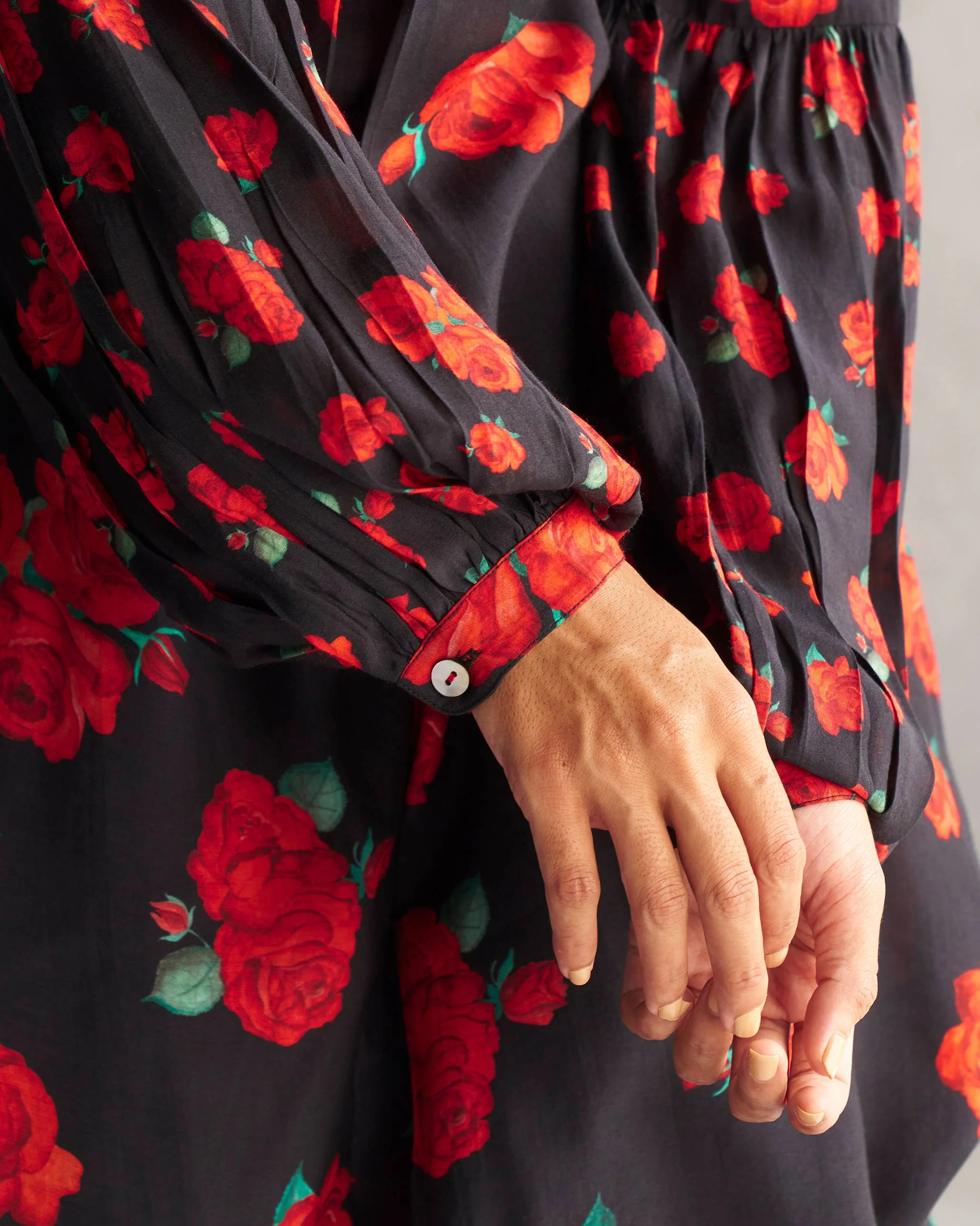 Tapas Bell Kurta - Black & Red - Image 2