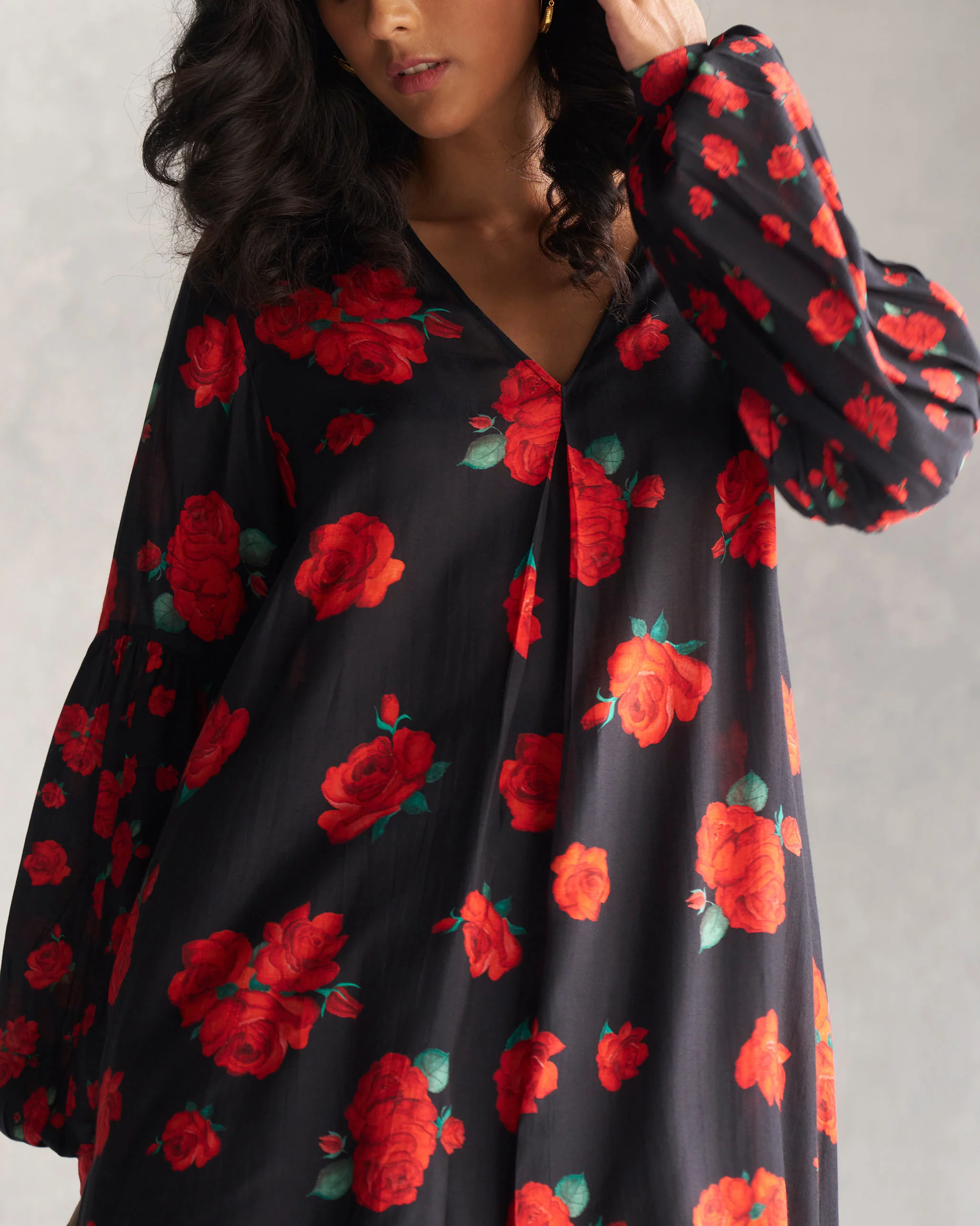 Tapas Bell Kurta - Black & Red - Image 3