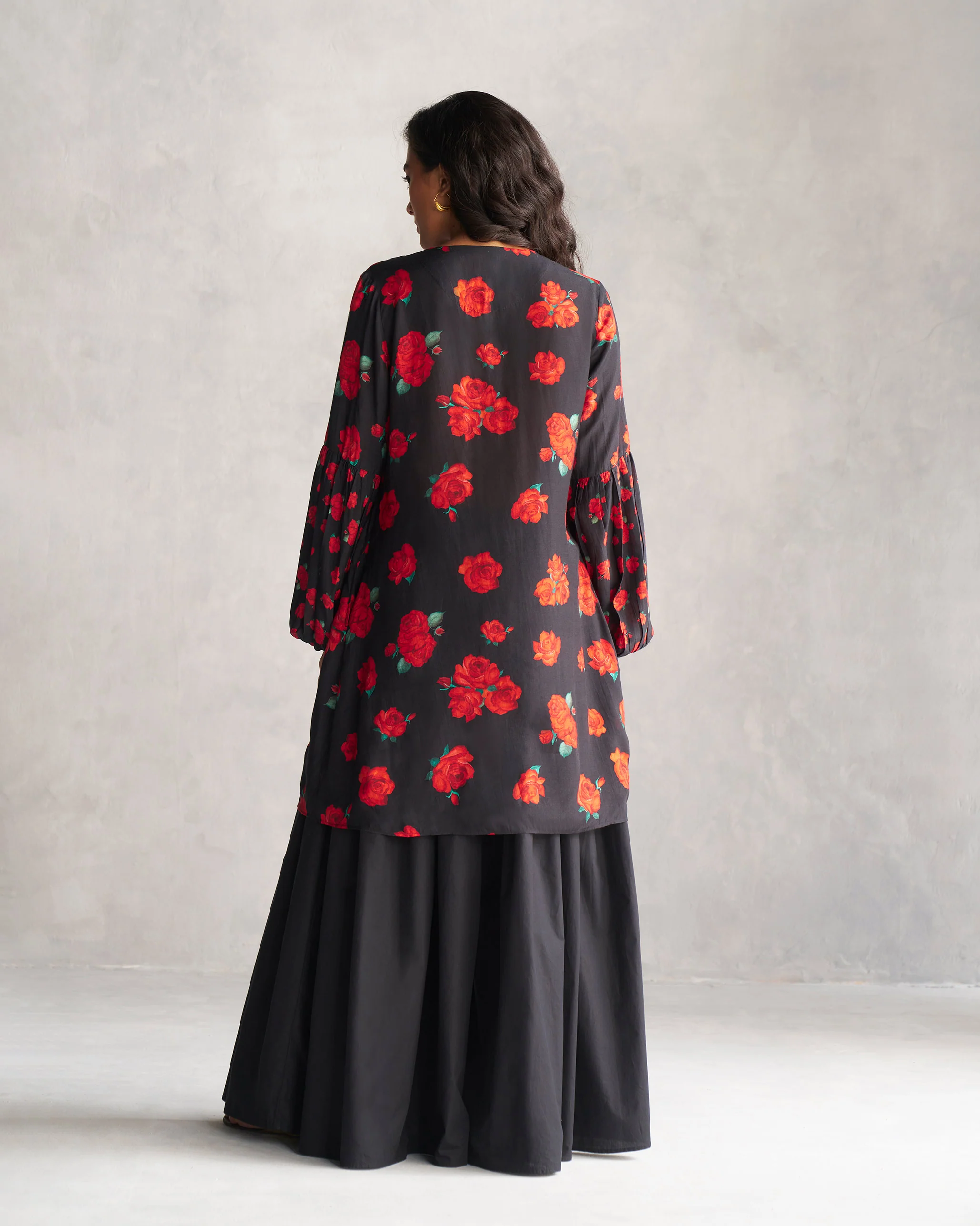 Tapas Bell Kurta - Black & Red - Image 4