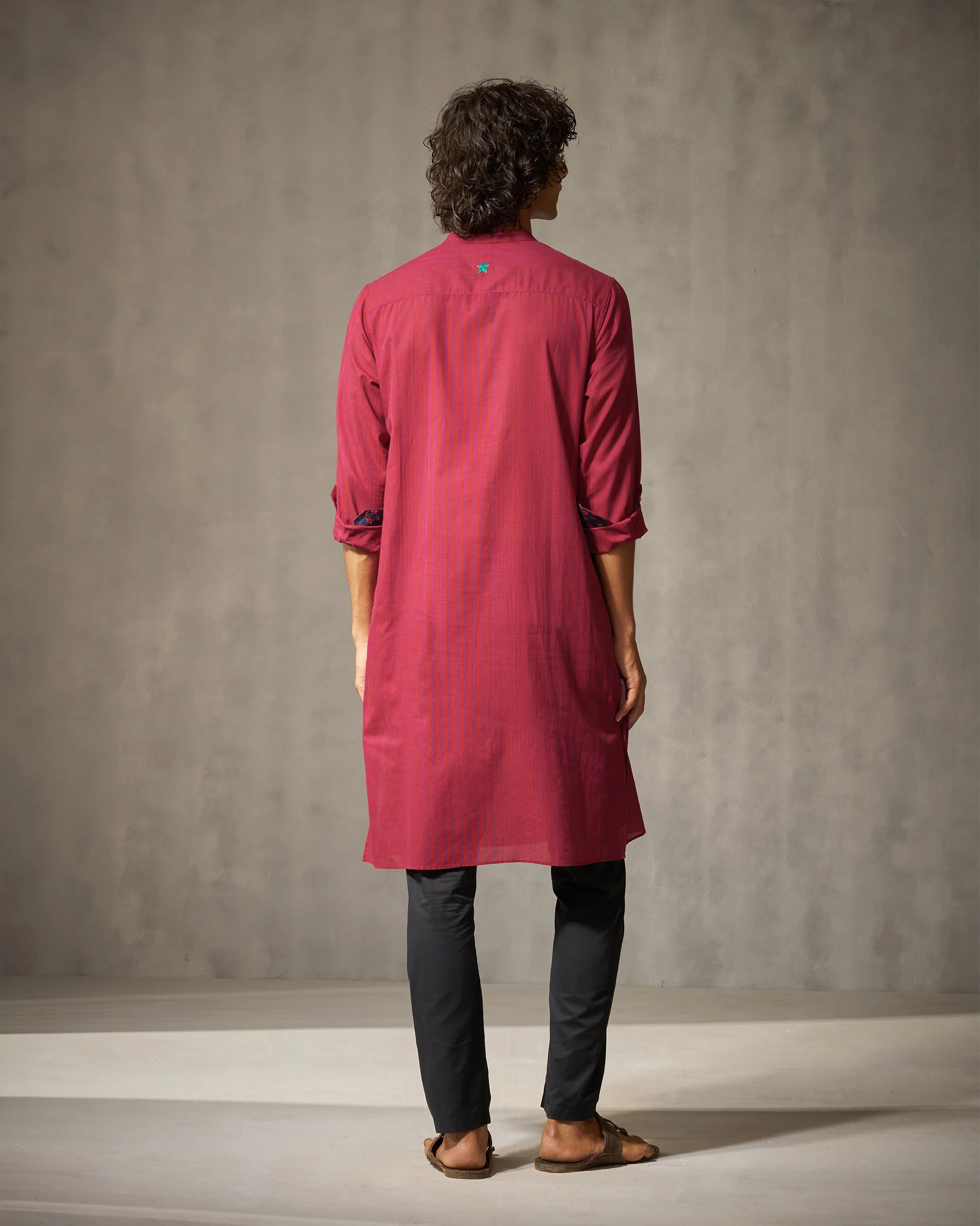 Tareef Kurta - Red & Purple Stripes - Image 4