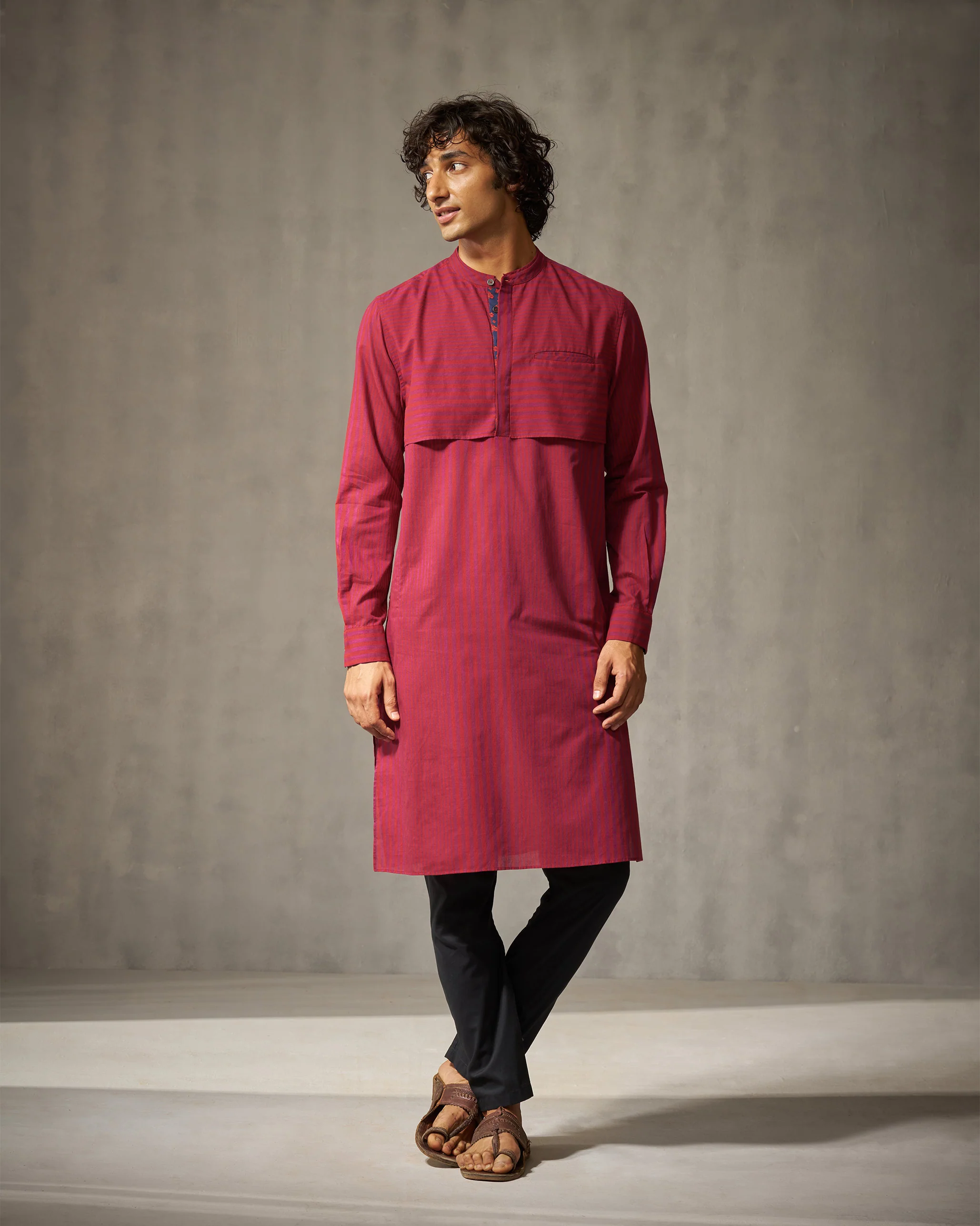 Tareef Kurta - Red & Purple Stripes - Image 5