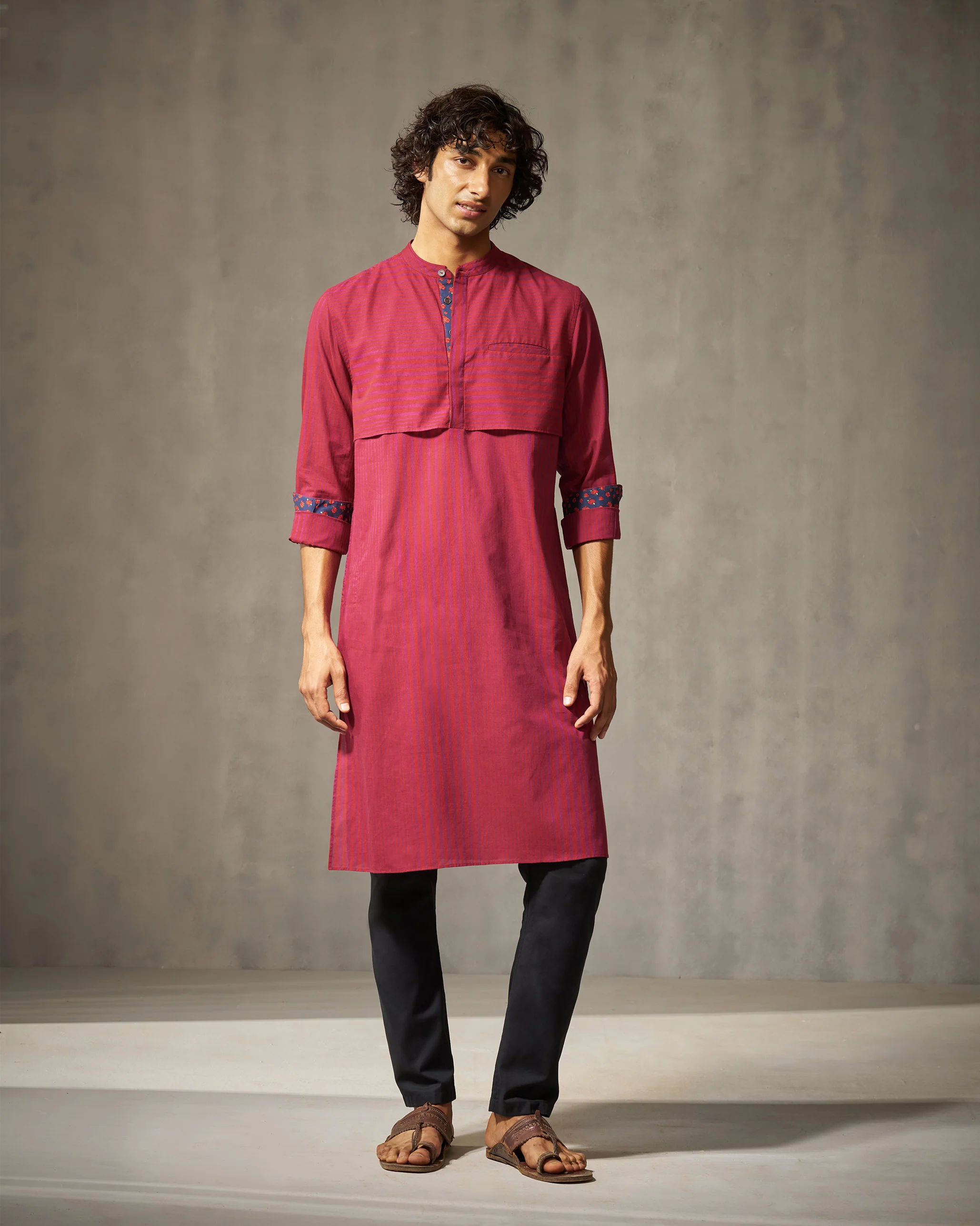 Tareef Kurta - Red & Purple Stripes - Image 6