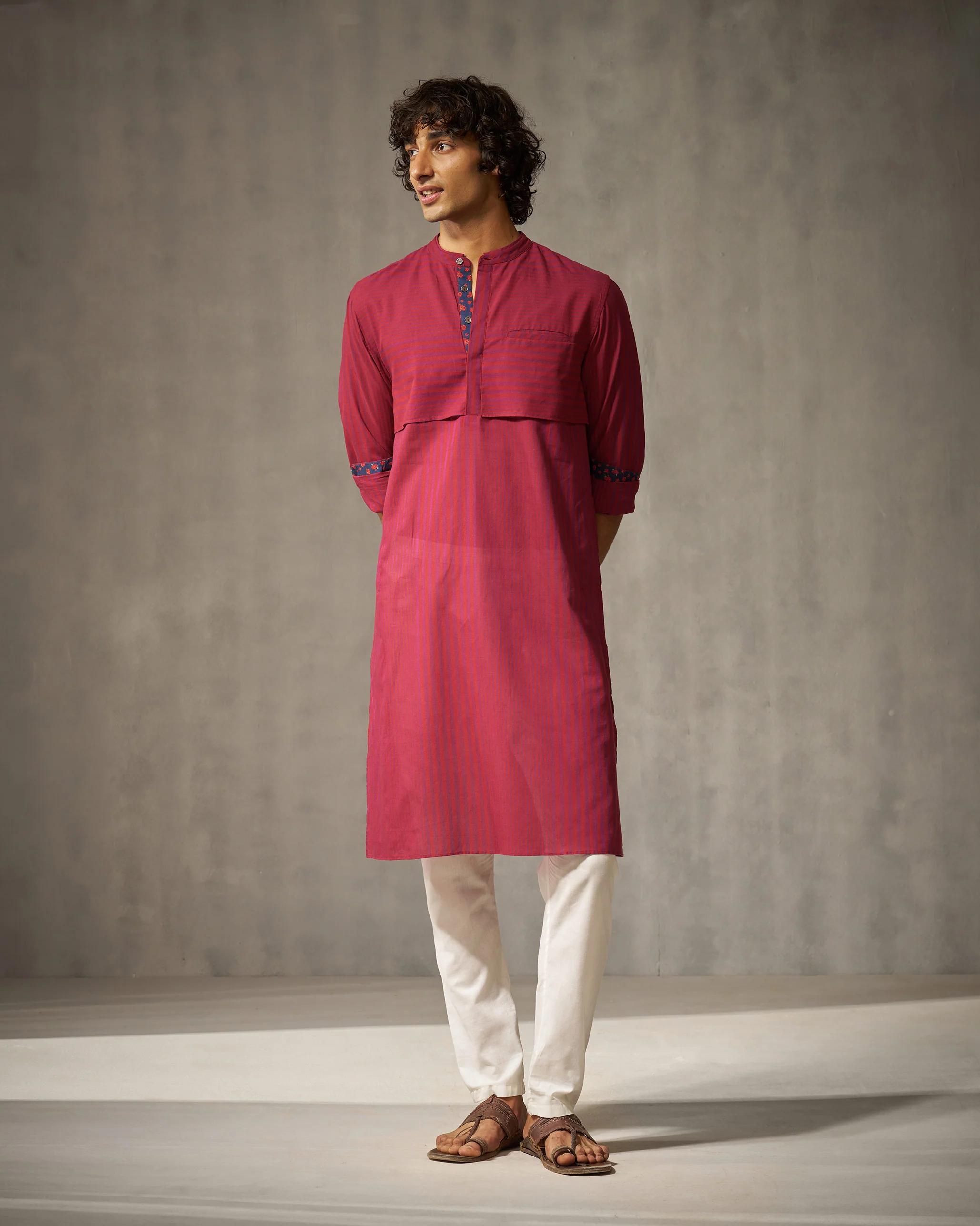 Tareef Kurta - Red & Purple Stripes - Image 7