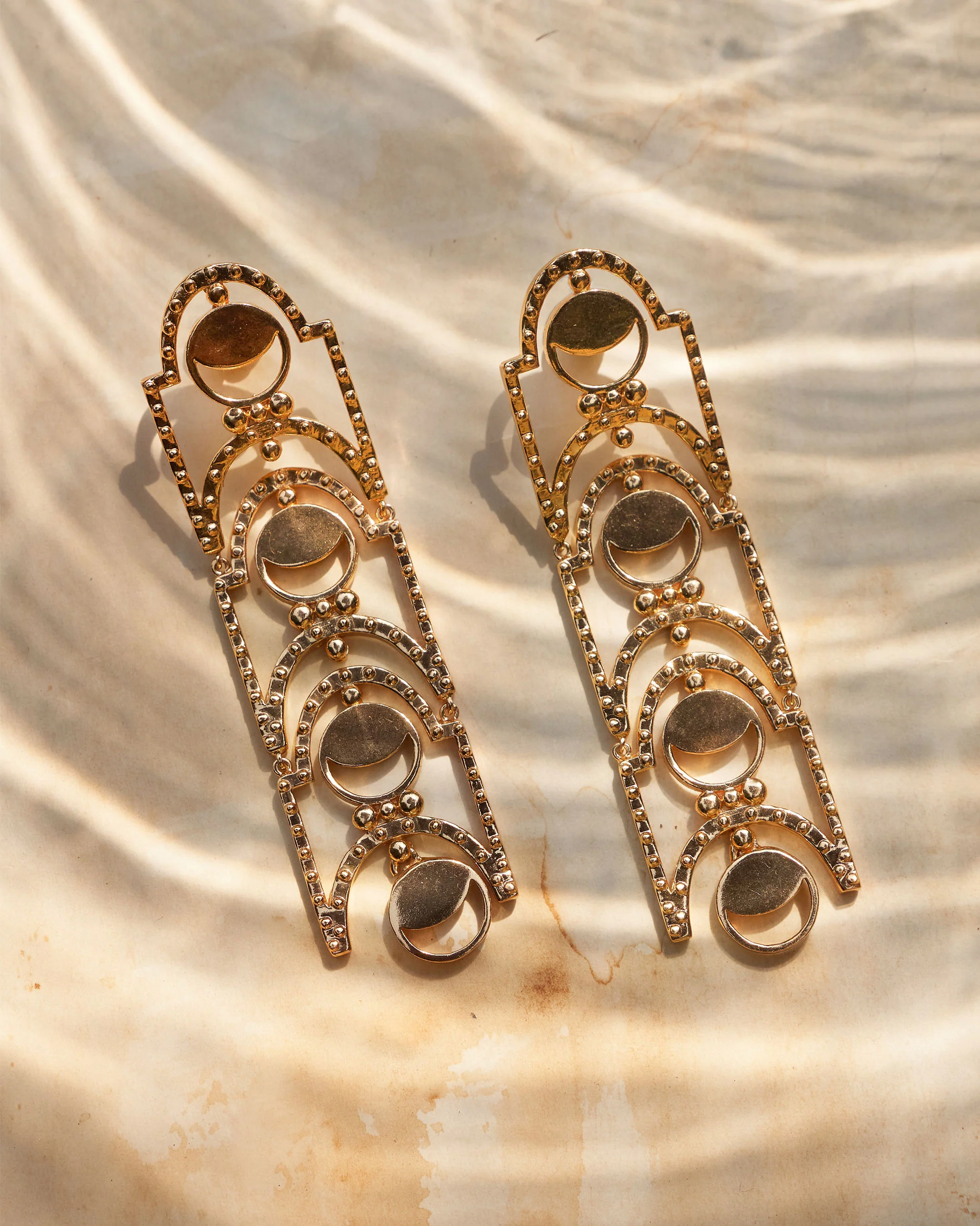 Temple Moon Earrings - Gold - Image 2