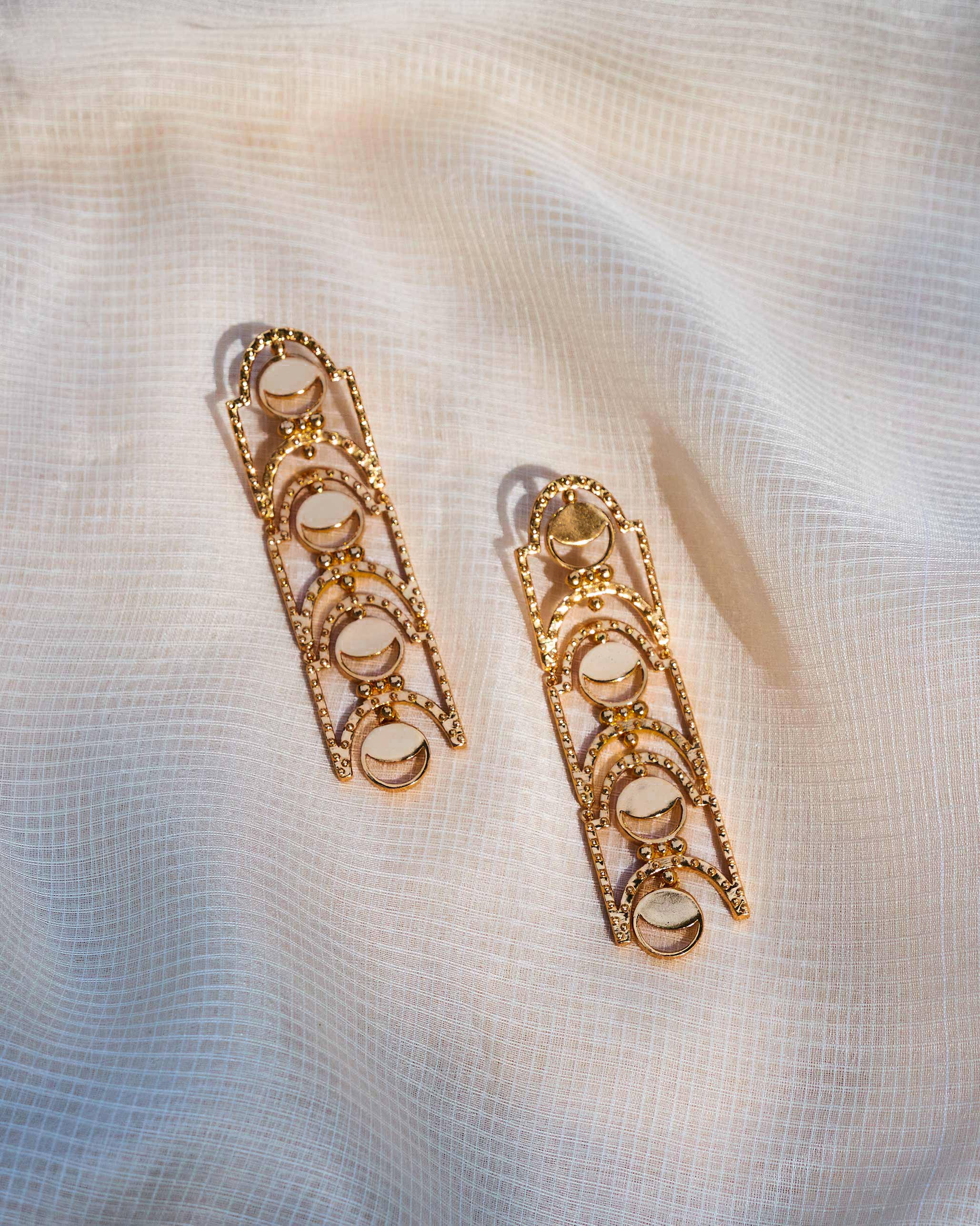 Temple Moon Earrings - Gold - Image 3