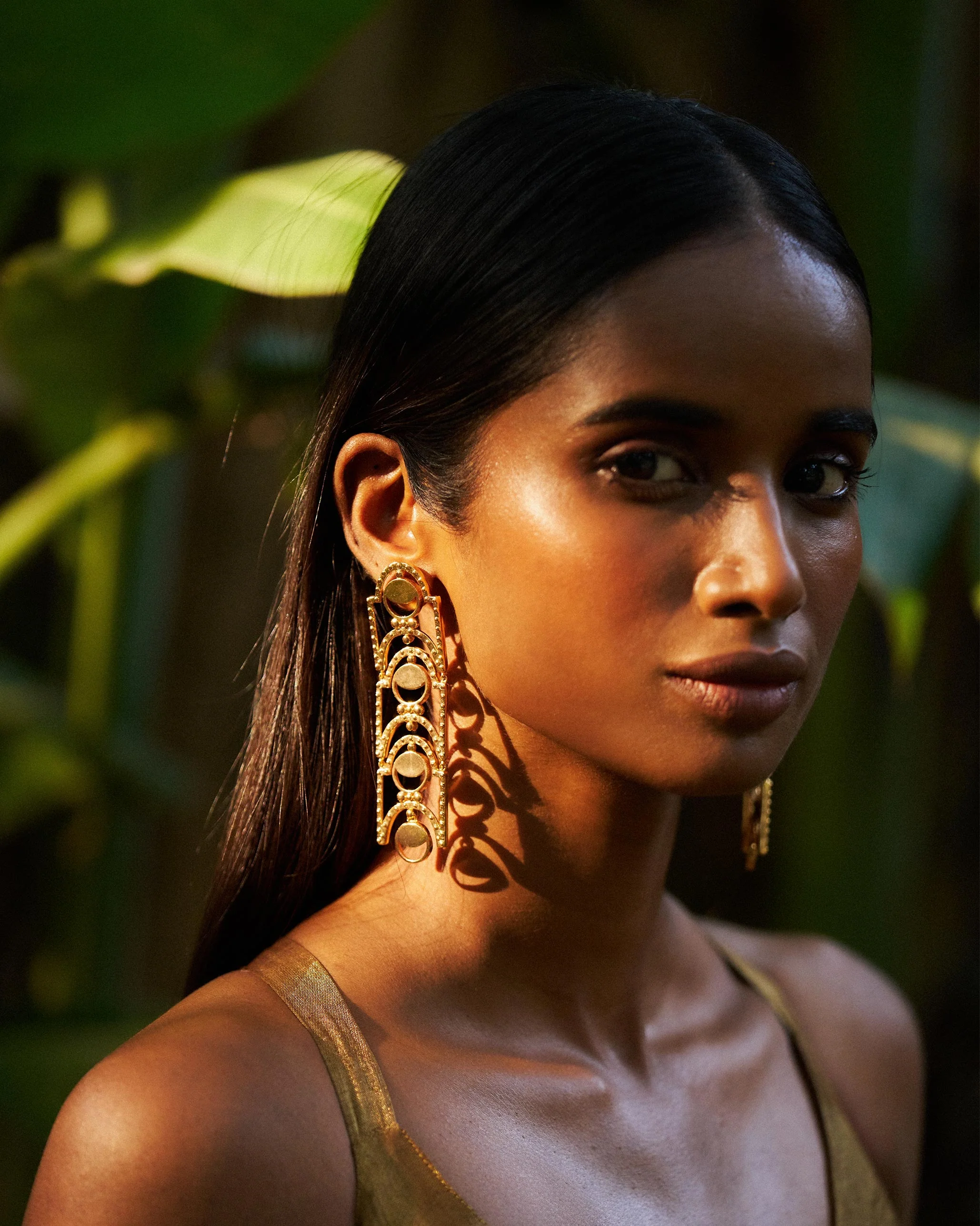 Temple Moon Earrings - Gold - Image 4
