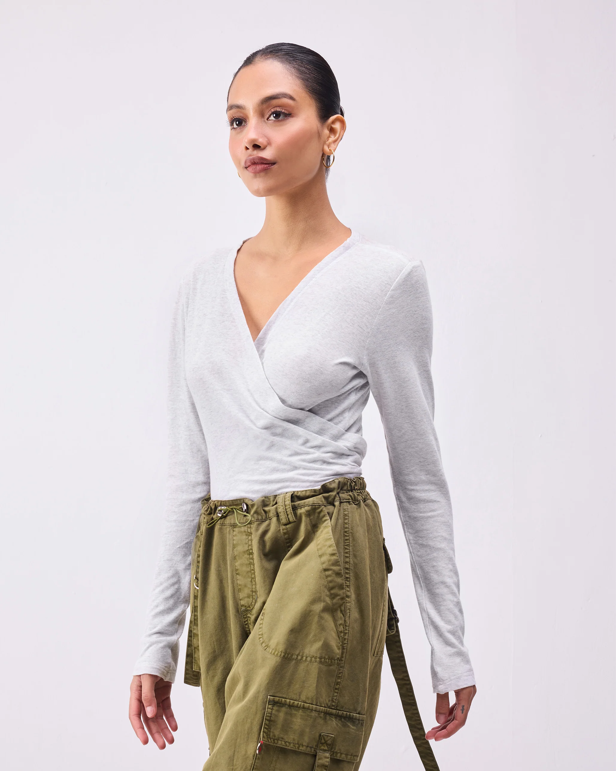 Teresa Wrap Top - Grey - Image 4