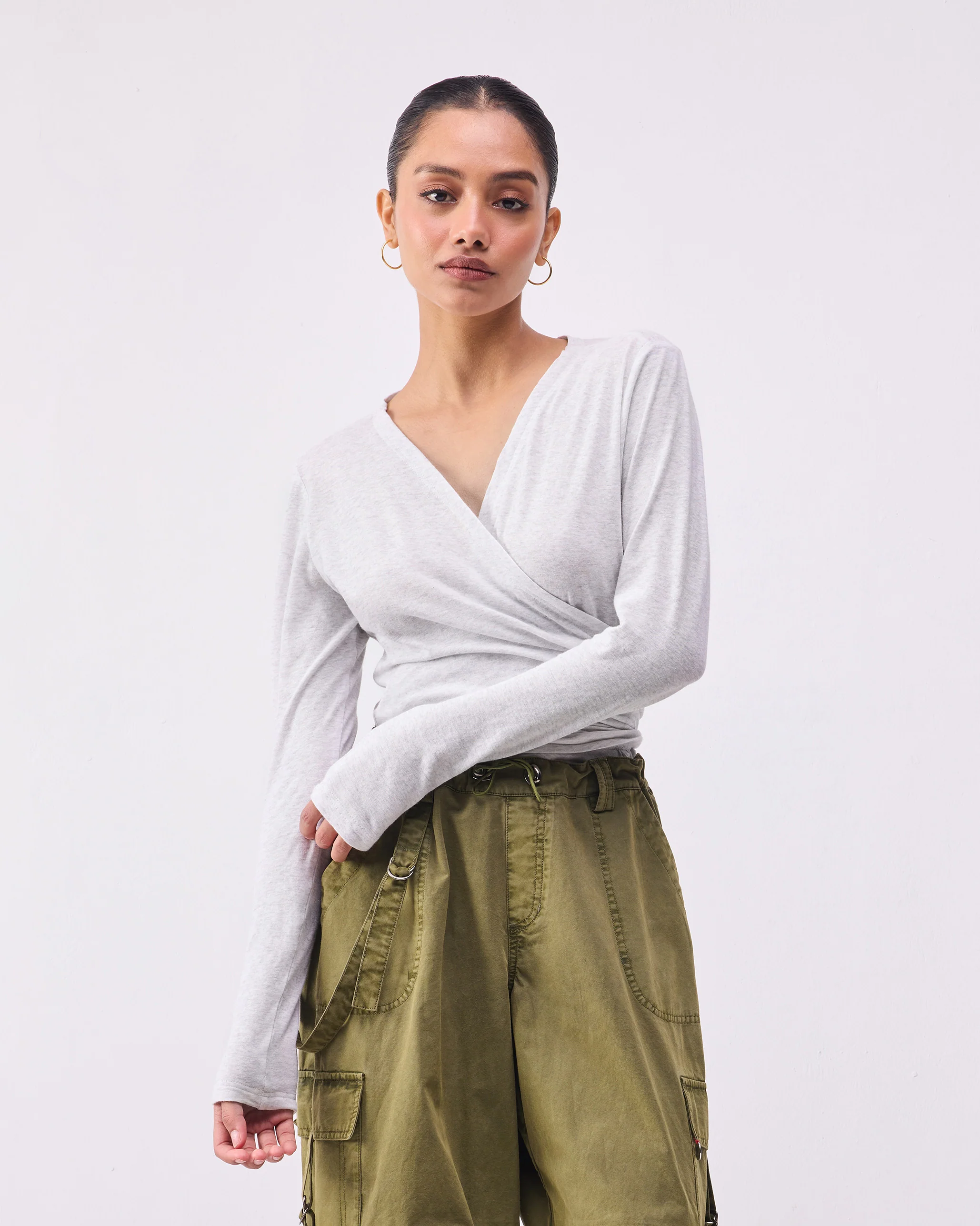 Teresa Wrap Top - Grey - Image 5