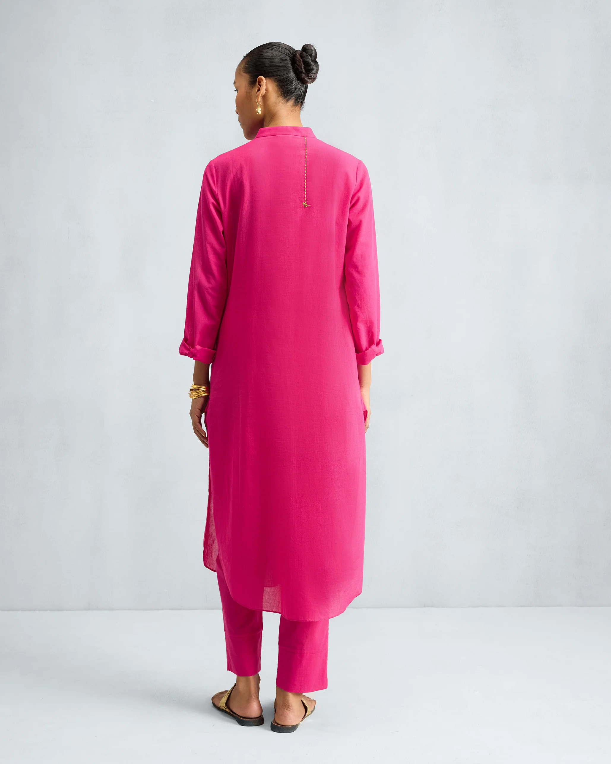 The Basic Long Kurta Set - Fuchsia - Image 3