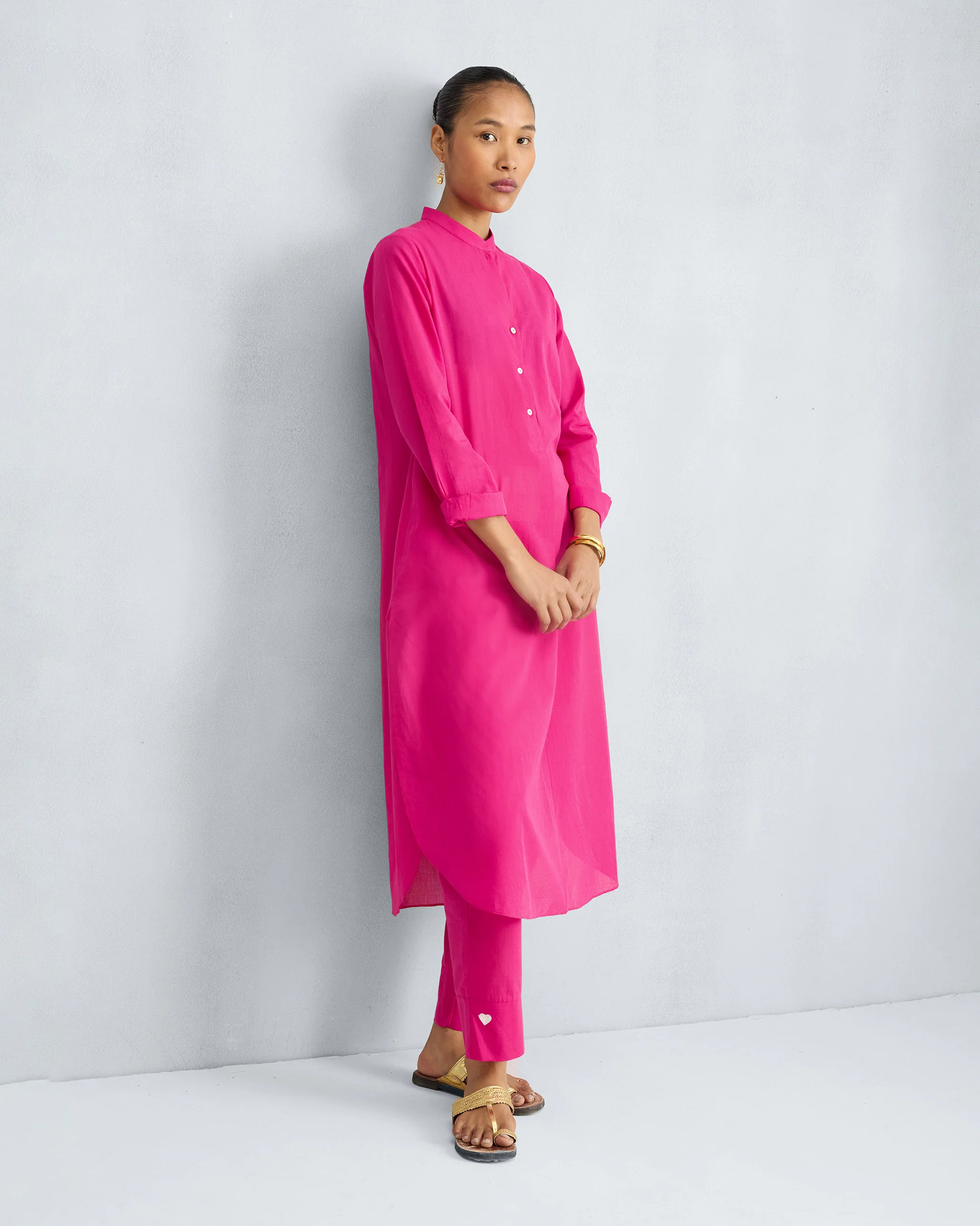 The Basic Long Kurta Set - Fuchsia - Image 6