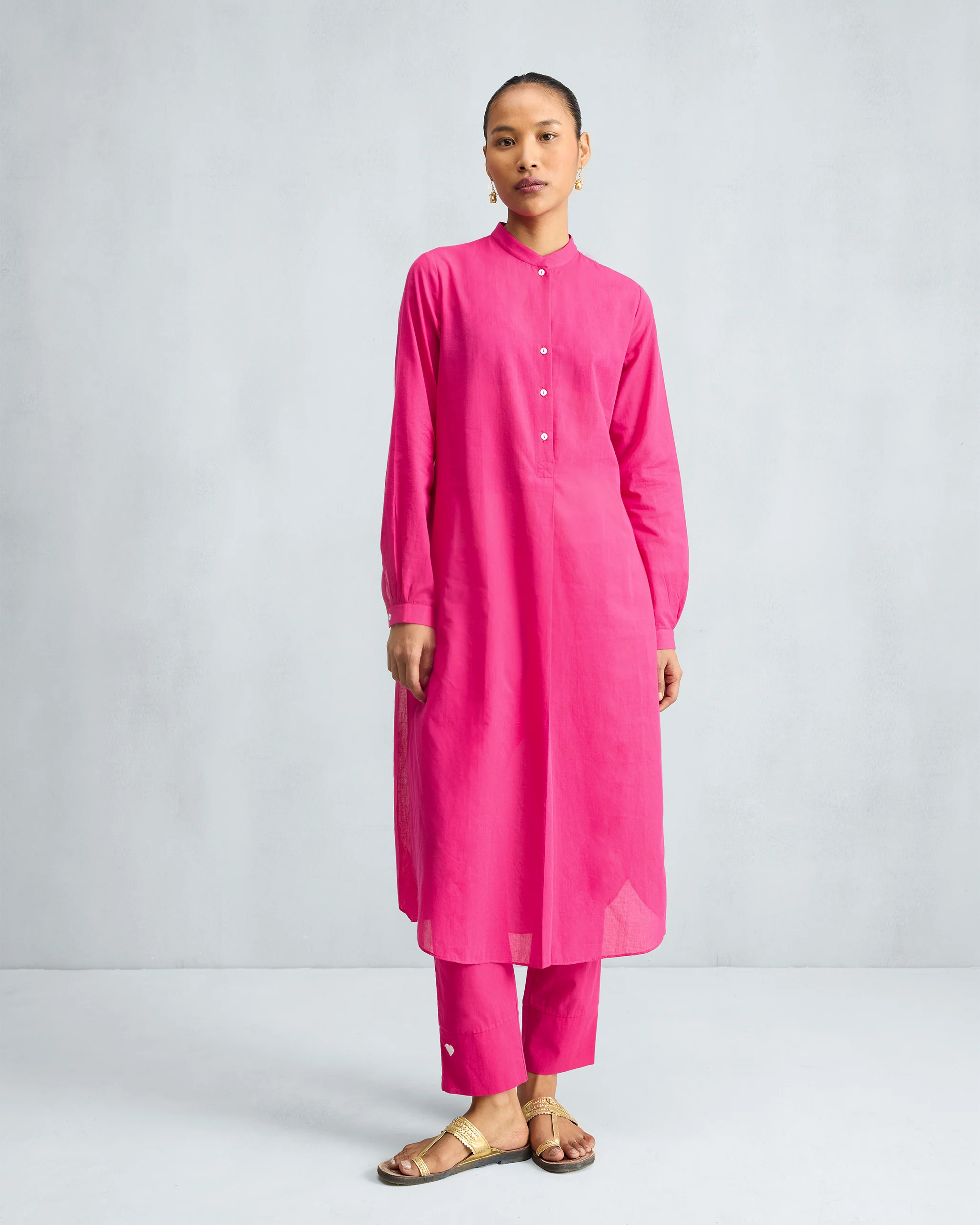 The Basic Long Kurta Set - Fuchsia - Image 7