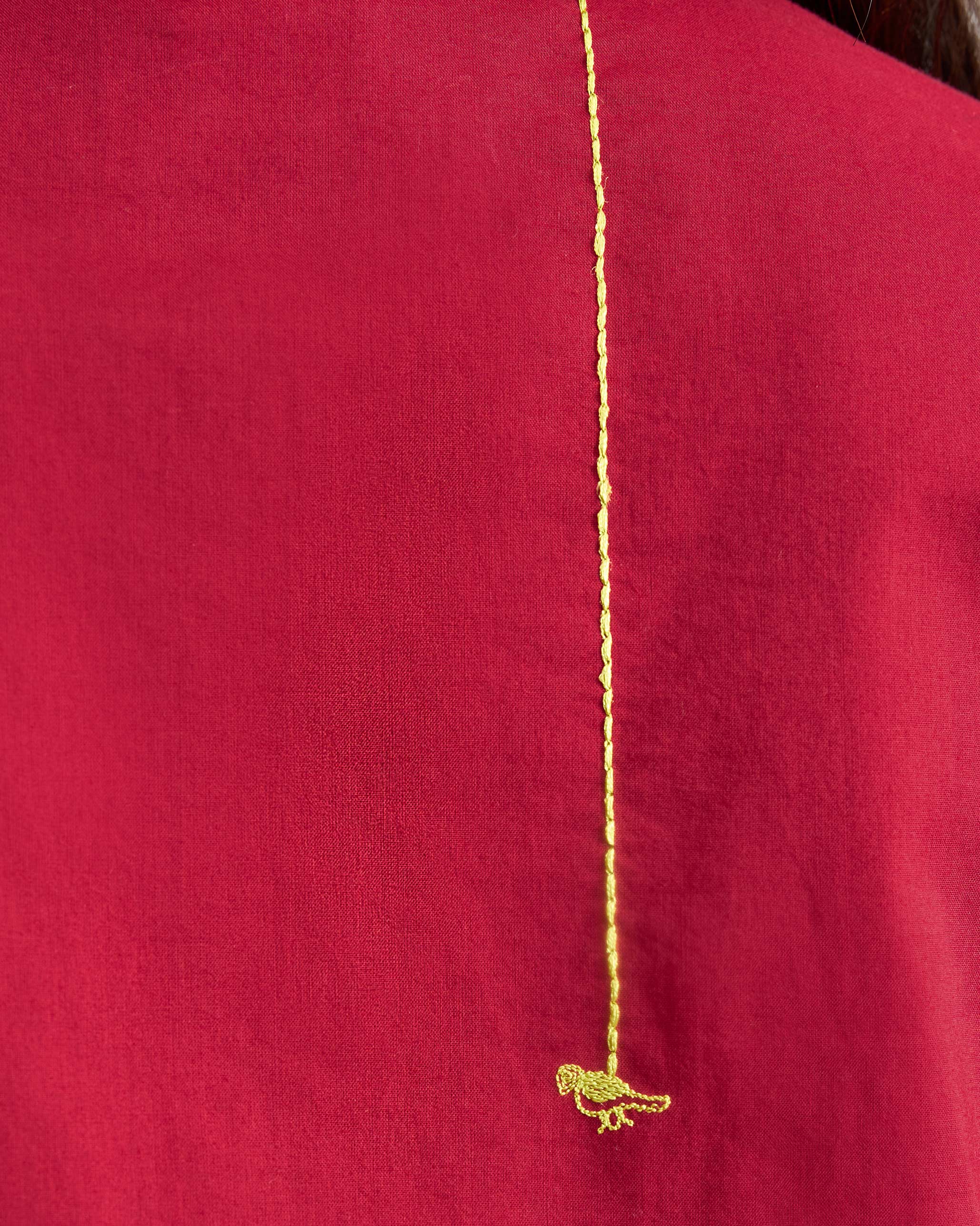 The Basic Long Kurta Set - Red - Image 5