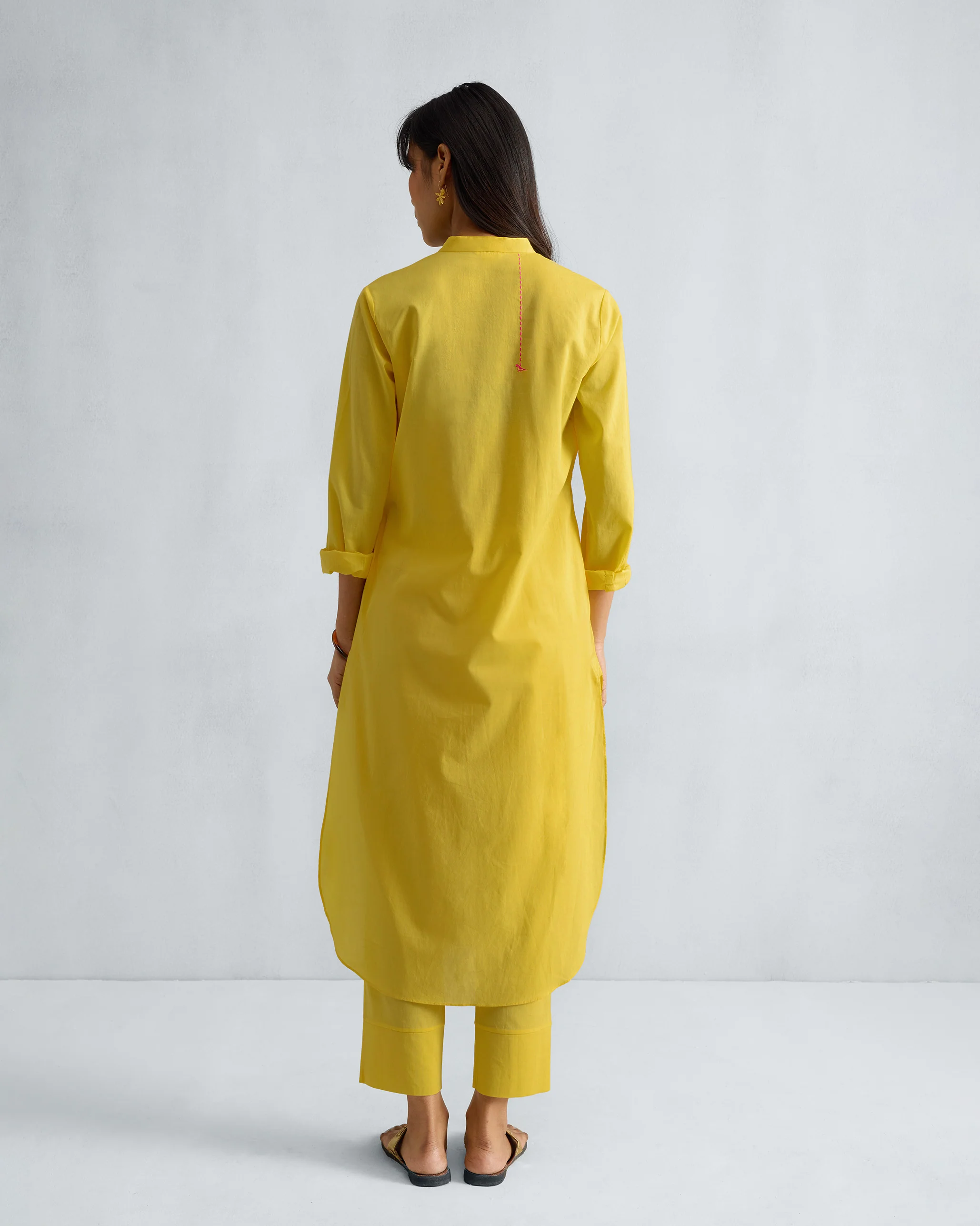 The Basic Long Kurta Set - Yellow - Image 3