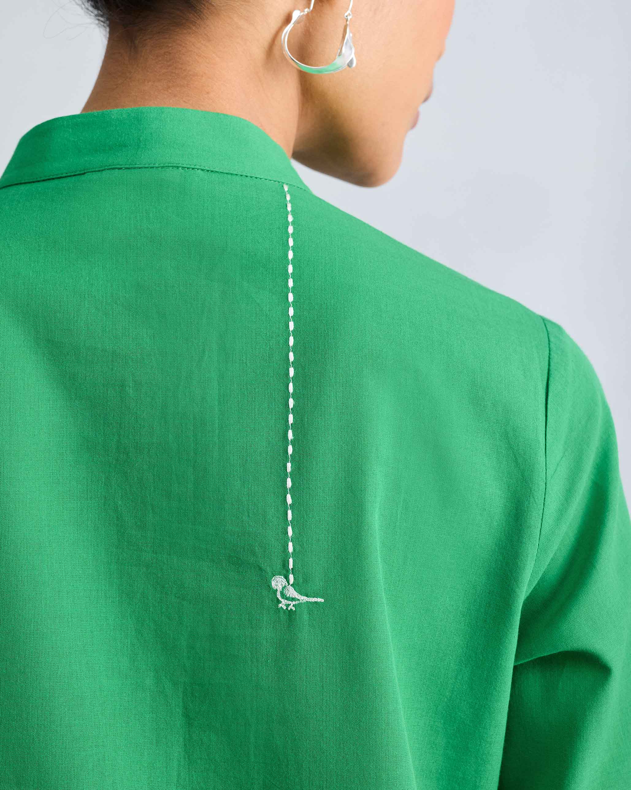 The Basic Long Length Kurta Set - Green - Image 3