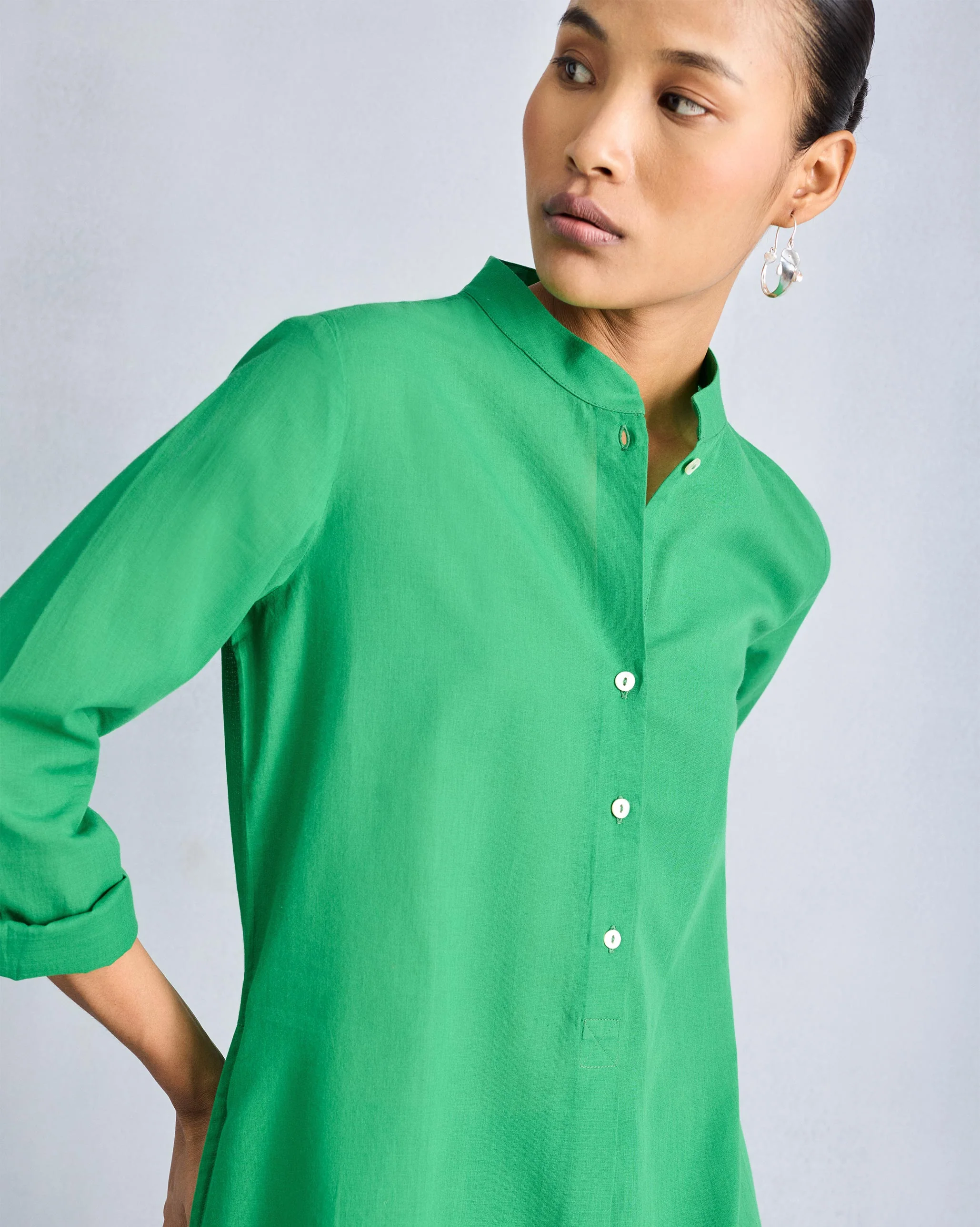 The Basic Long Length Kurta Set - Green - Image 4