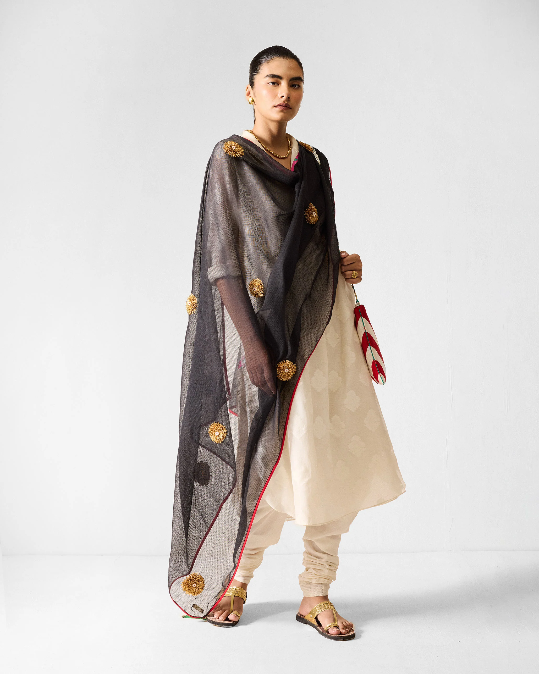The Basic Long Length Kurta Set - Ivory - Image 8