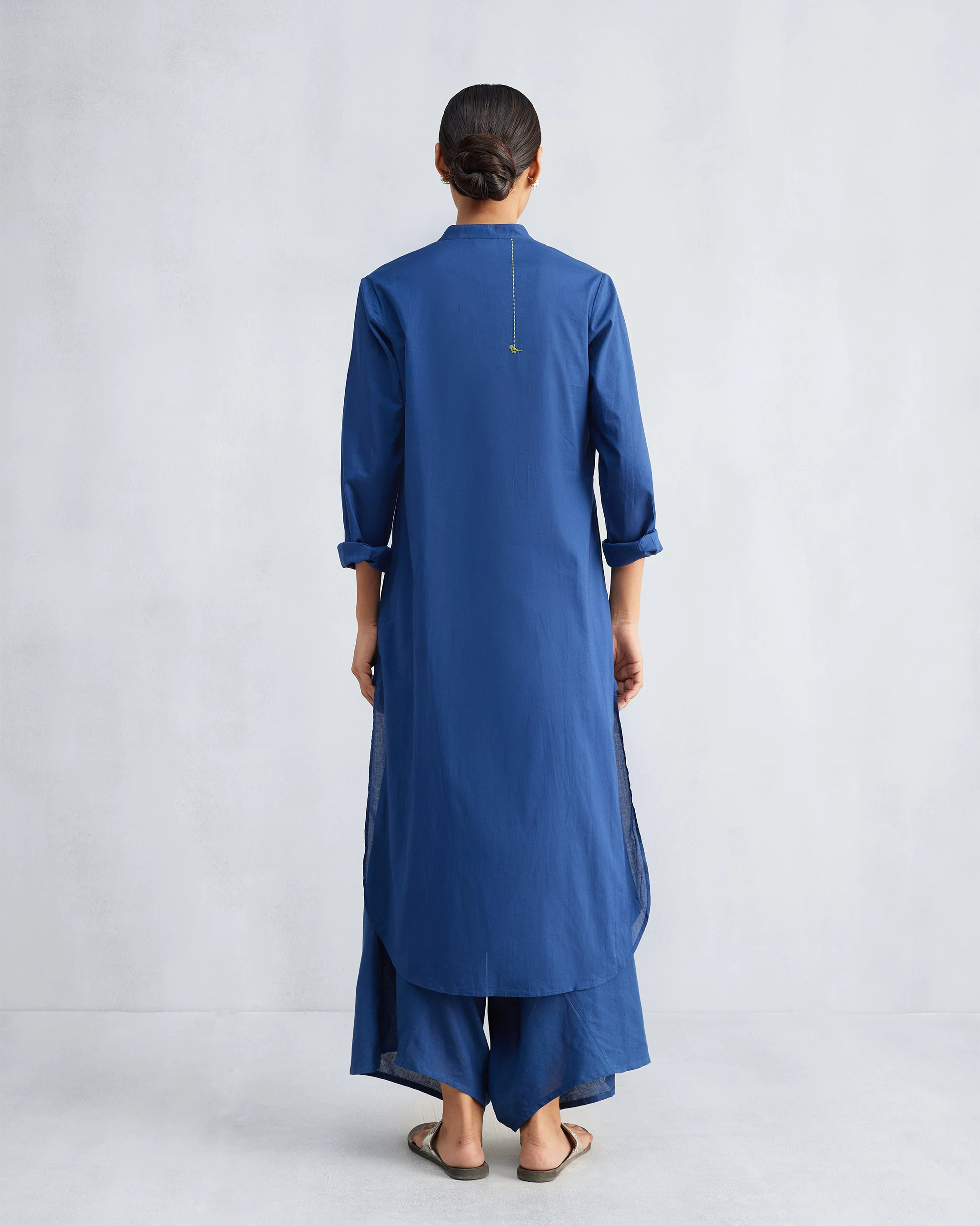 The Basic Long Length Kurta Set - Navy - Image 2