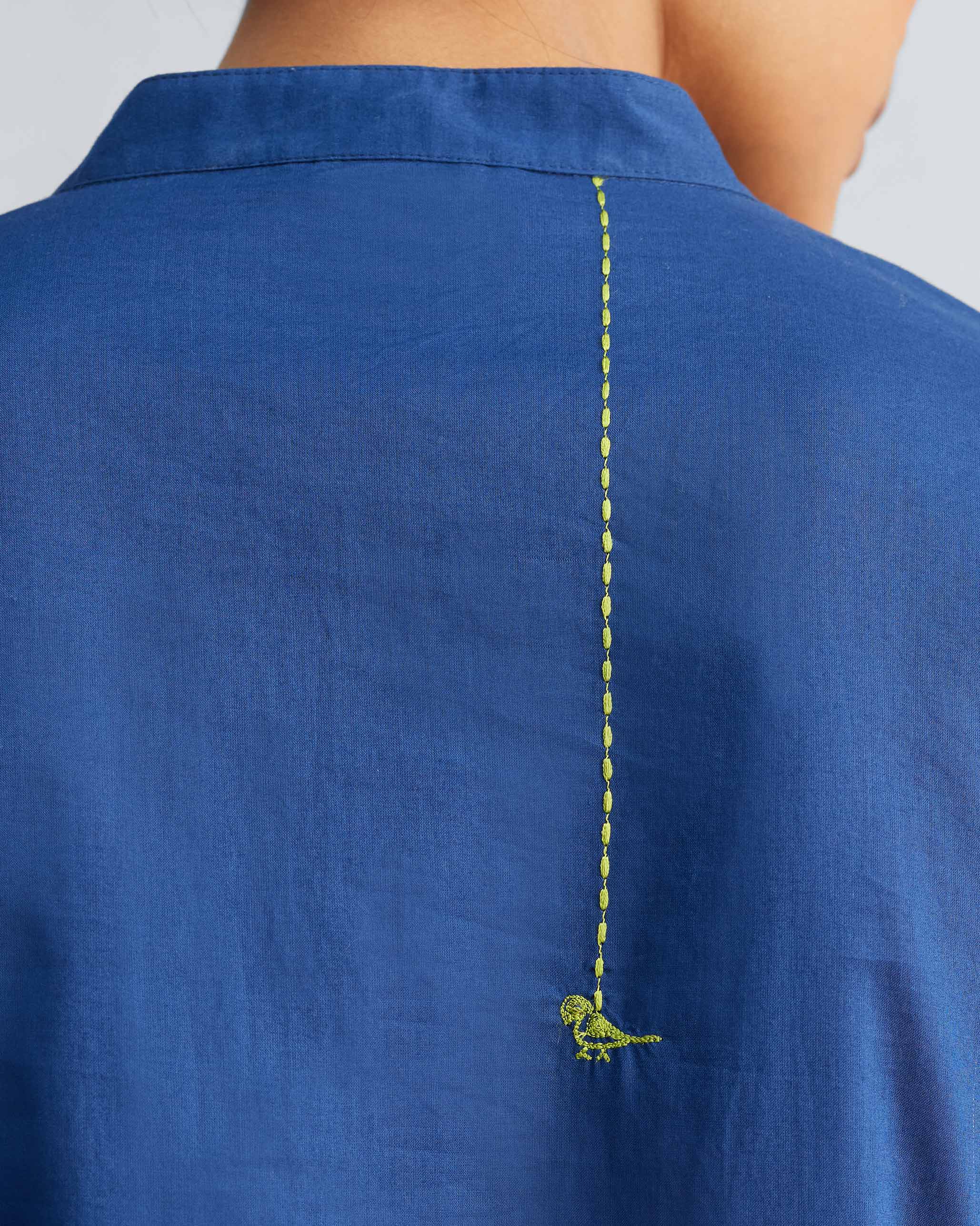 The Basic Long Length Kurta Set - Navy - Image 3